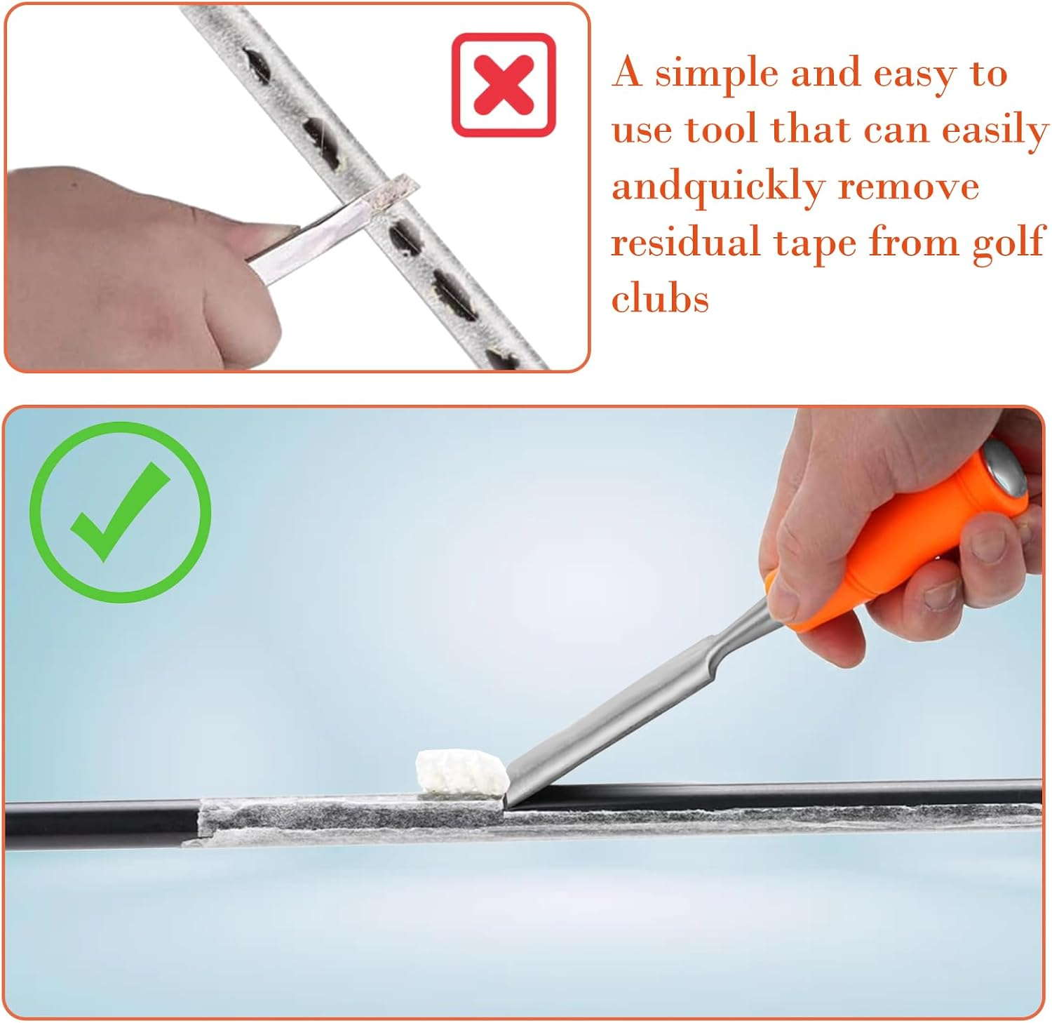 TRINKA Golf Grip Tape Stripper Remover Tool Kits, Golf Grip Tape Remover with Golf Grip Removal Tool Hook Knife, Tape Stripper Remover for Regripping Graphite/Steel Shaft, Golf Club Grip Repair Kit image number 5