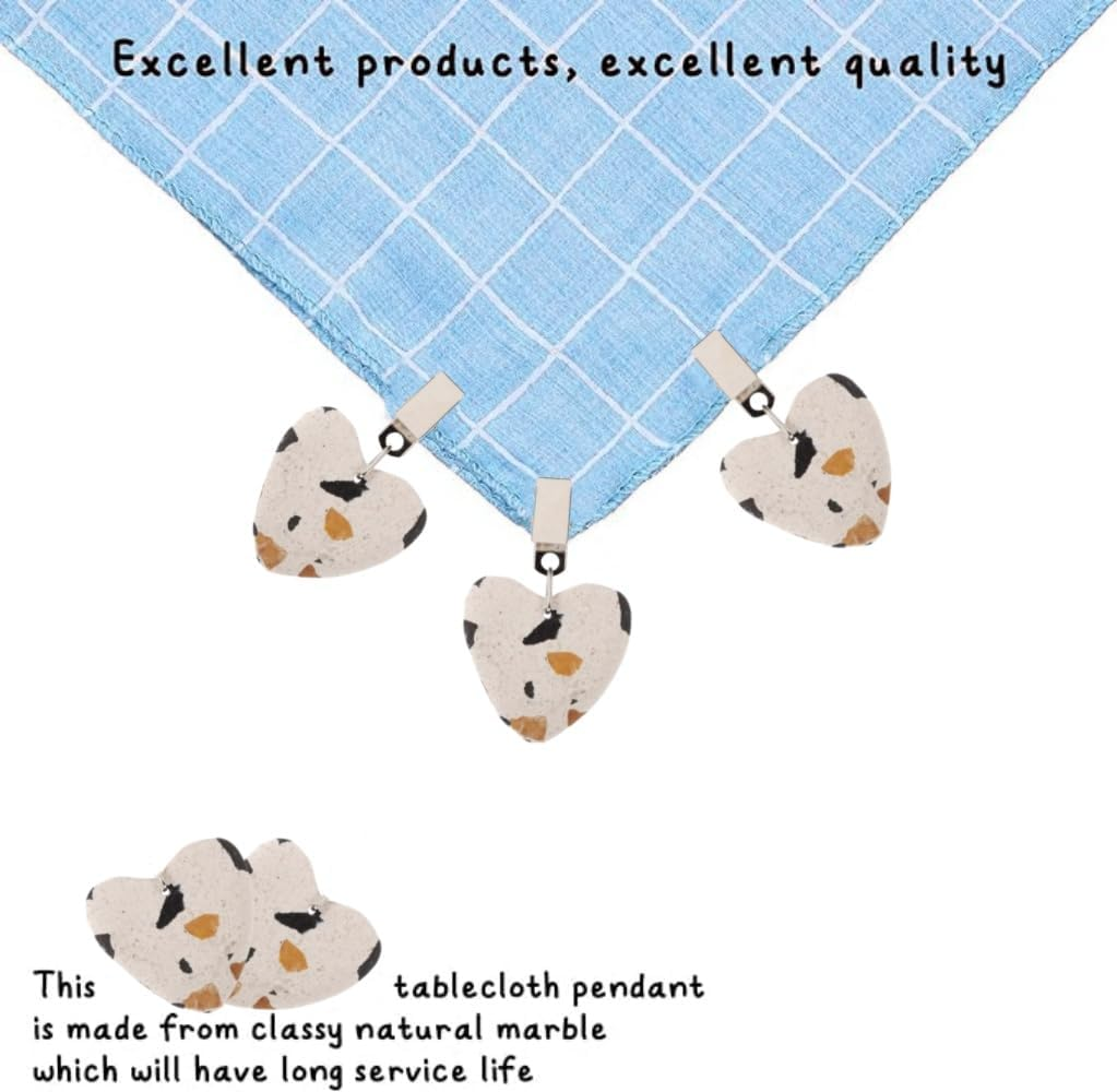 8 Pcs Tablecloth Weights Hangers,Heart-Shaped Table Cover Weights Stone,Table Weights Hangers with Metal Clip,Tablecloth Cover for Tablecloth Decoration,Family Dinner Outdoor Picnic