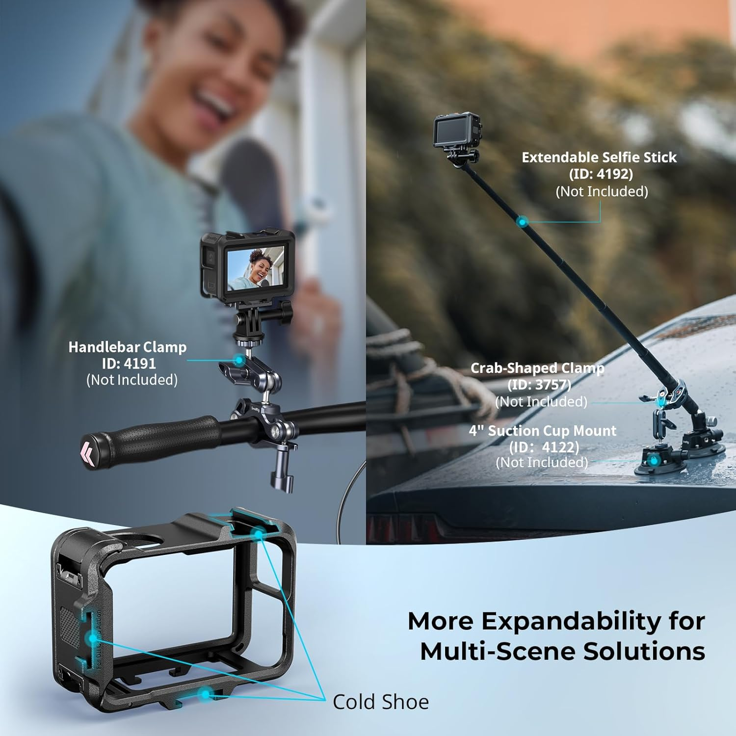 SMALLRIG Action 5 Pro Action 4 Action 3 Cage for DJI, Cage with Multiple Expansion Interfaces, Protective Frame for DJI Osmo Action 3 Action 4 Action 5 Pro - 5135 image number 1