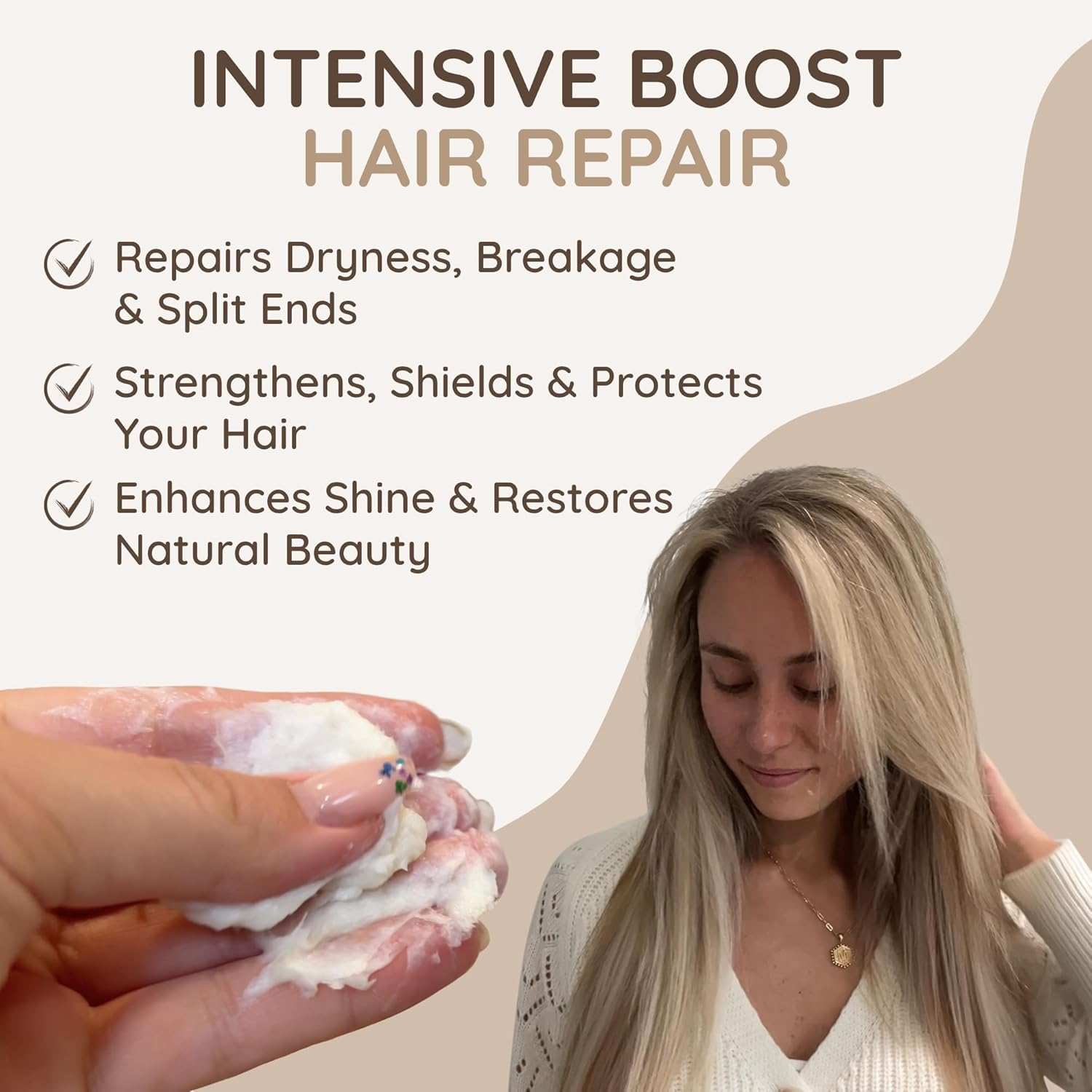 Vitamins Hair Mask Keratin Hair Treatment - Biotin, Castor Oil, Collagen Protein & Coconut Oil Deep Conditioner for Damaged Thin Dry Damaged Hair (Travel Size) image number 3