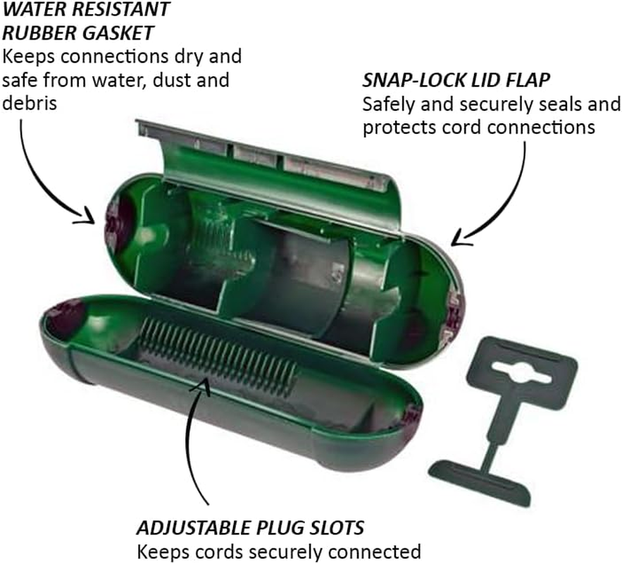 Leona Co Outdoor Extension Cord Safety Cover, Weatherproof Electrical Connection Box to Protect Outdoor Outlet, Plug, Socket, Christmas Holiday Decoration Light image number 5