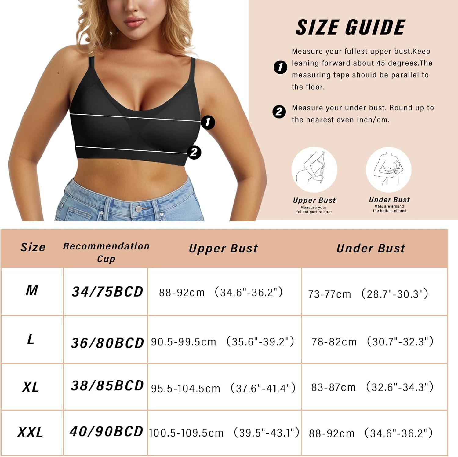 Women'S Low Back Bra, Backless Non-Wired Seamless Invisible Bra, Multiway Convertible Strap, Removeable Padding Bra with Adjustable Straps