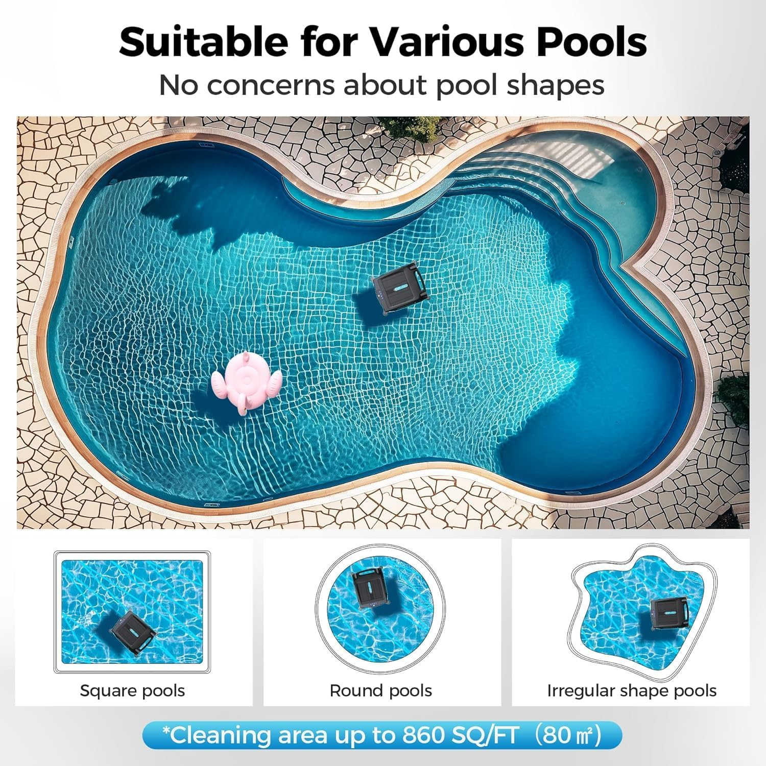 Solar Powered Pool Skimmer Robot Cleaner, Automatic Solar Pool Skimmer Robot Pool Cleaner Robot Pool Robot Pool Net Skimmer with Basket Automatic Obstacle Avoidance Dual Charging Options image number 1