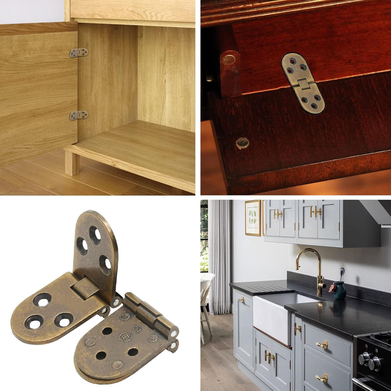 Piutouyar 4PCS Bronze Butler Tray Hinge, Heavy Duty Folding Flip Top Hinge 180 Degree round Edge Hinge for Folding Tables Sewing Machine Table Furniture Accessories 3.1Inch X 1.16Inch image number 3