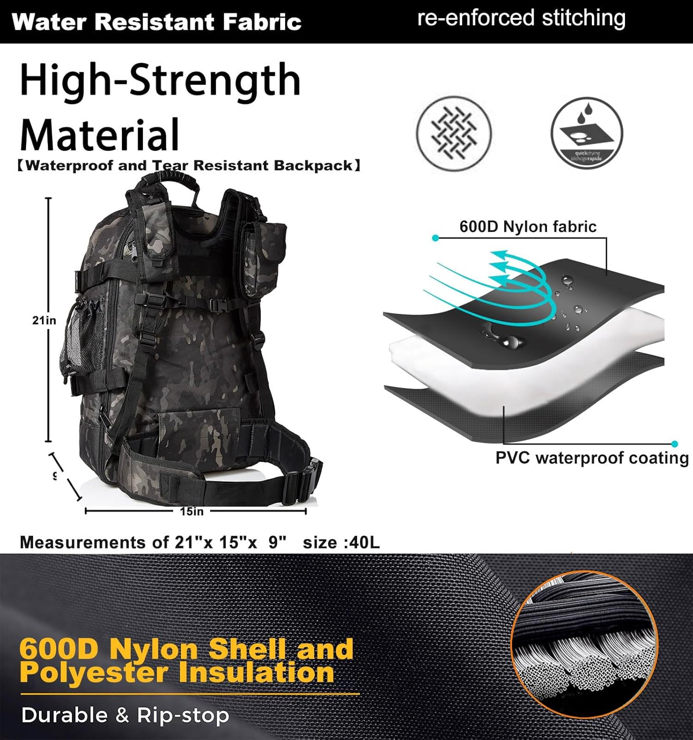 Tactical Backpack Military Army Daypack - Assault Pack for Men Molle Backpacks Bug Out Bag 3 Day Pack for Hiking