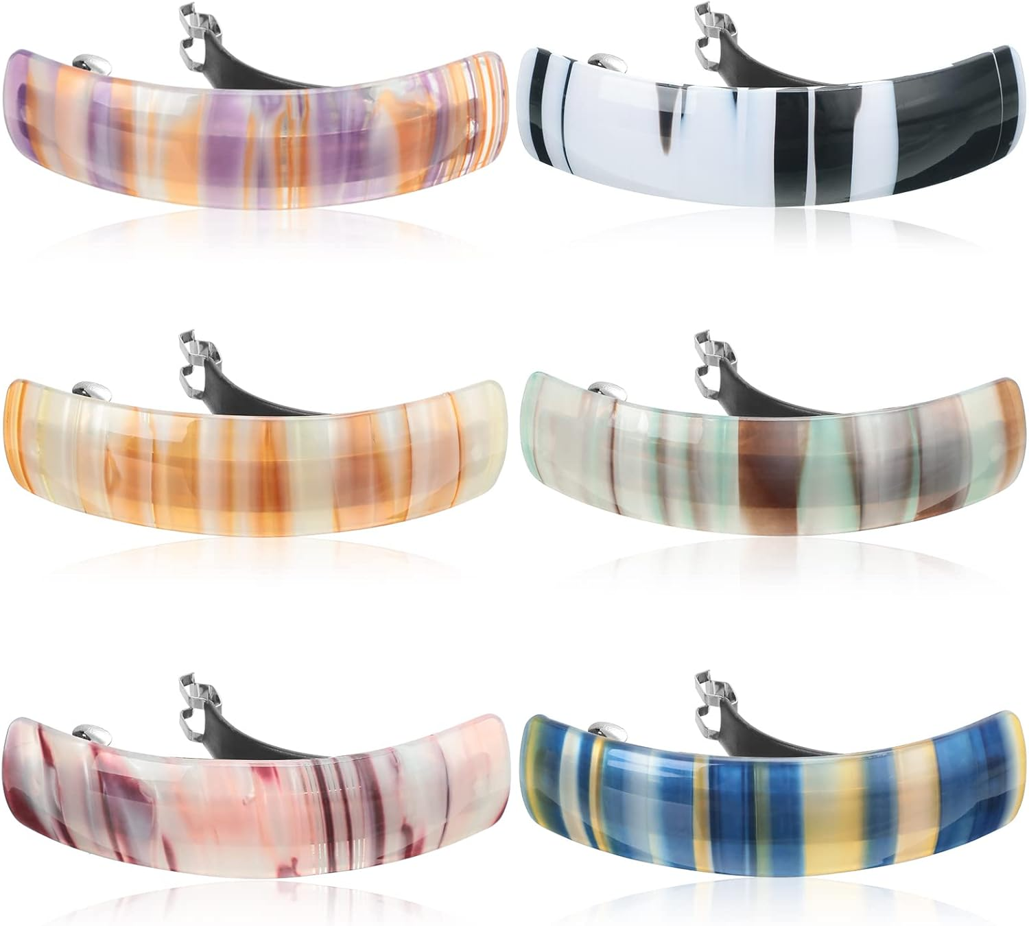 WILLBOND 6 Pcs Hair Barrettes for Women Large Barrettes Hair French Clips Pin Retro Clasp for Mom Gifts Women Accessories, 6 Colors(Multicolor,Stripe)