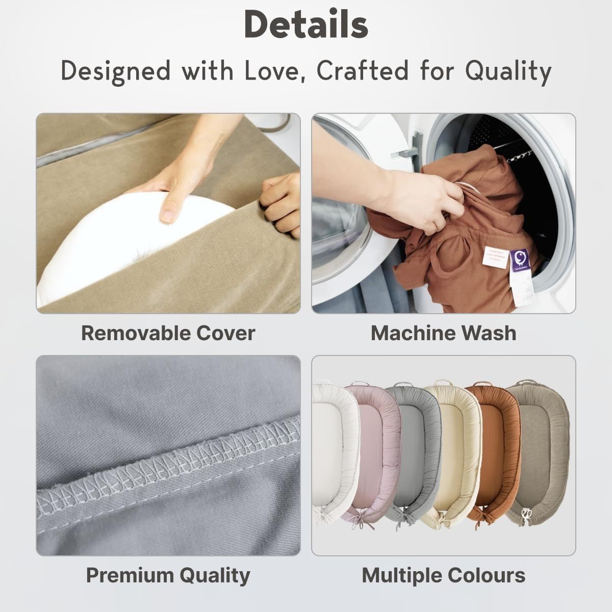 Coocoobaby Infant Lounger, Baby Nest Cover for Baby Girls & Boys, Newborn Essentials for Baby 0-12 Months, 100% Cotton Breathable, Co Sleeper Portable Travel Bed (Goldenbrown)