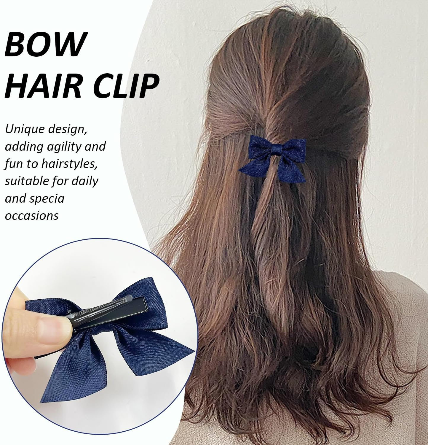 2 Hair Bands, 1 Pair of Hair Pins with Bow, Simple Elastic Hair Bands, Ponytail Headpiece, Fixed Clips for Hair and Sideburns, Accessories for Hairstyle Decoration image number 2