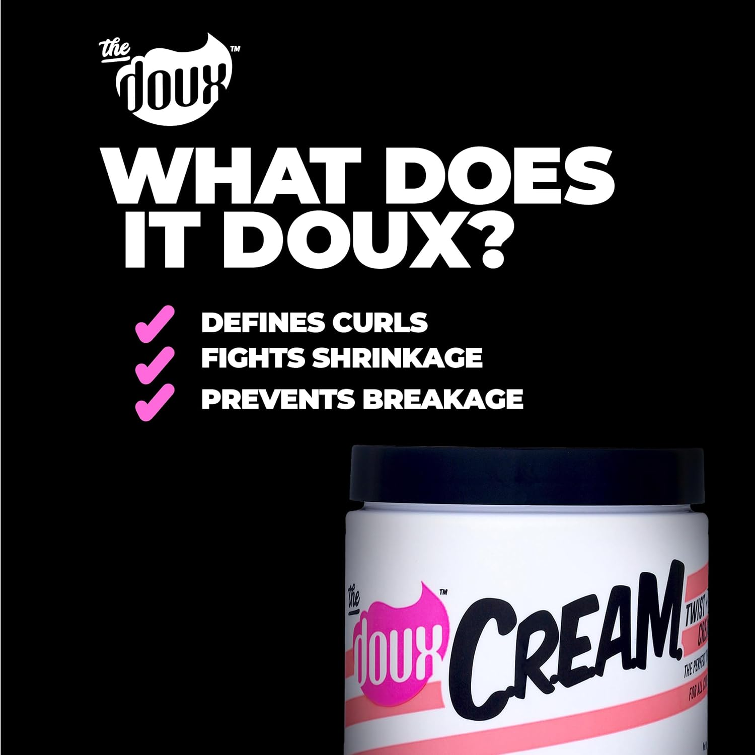 The Doux C.R.E.A.M. Twist & Curl Cream &ndash; Curl Defining Cream with Coconut & Avocado Oils for Curly Hair &ndash; Frizz Control & Long-Lasting Moisture for Twist Outs, Natural Styles, and Textured Hair Types image number 4