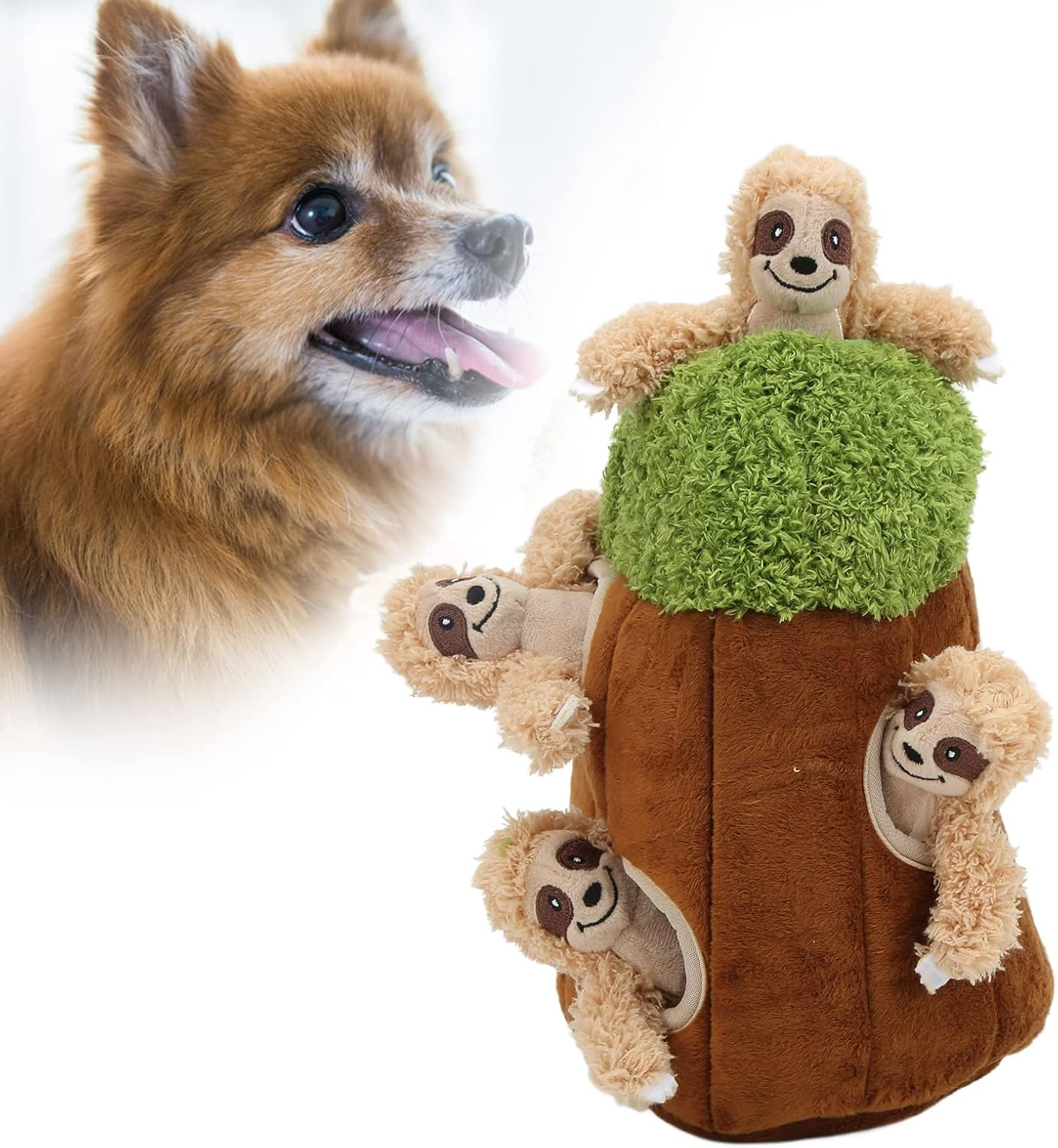 Delightful Sloth Hideaway Puzzle Toy Interactive Squeaky Seek and Find Game for Dogs Stimulating Plush Toy for Smart Pups Perfect for Solo or Interactive Play Sessions image number 1