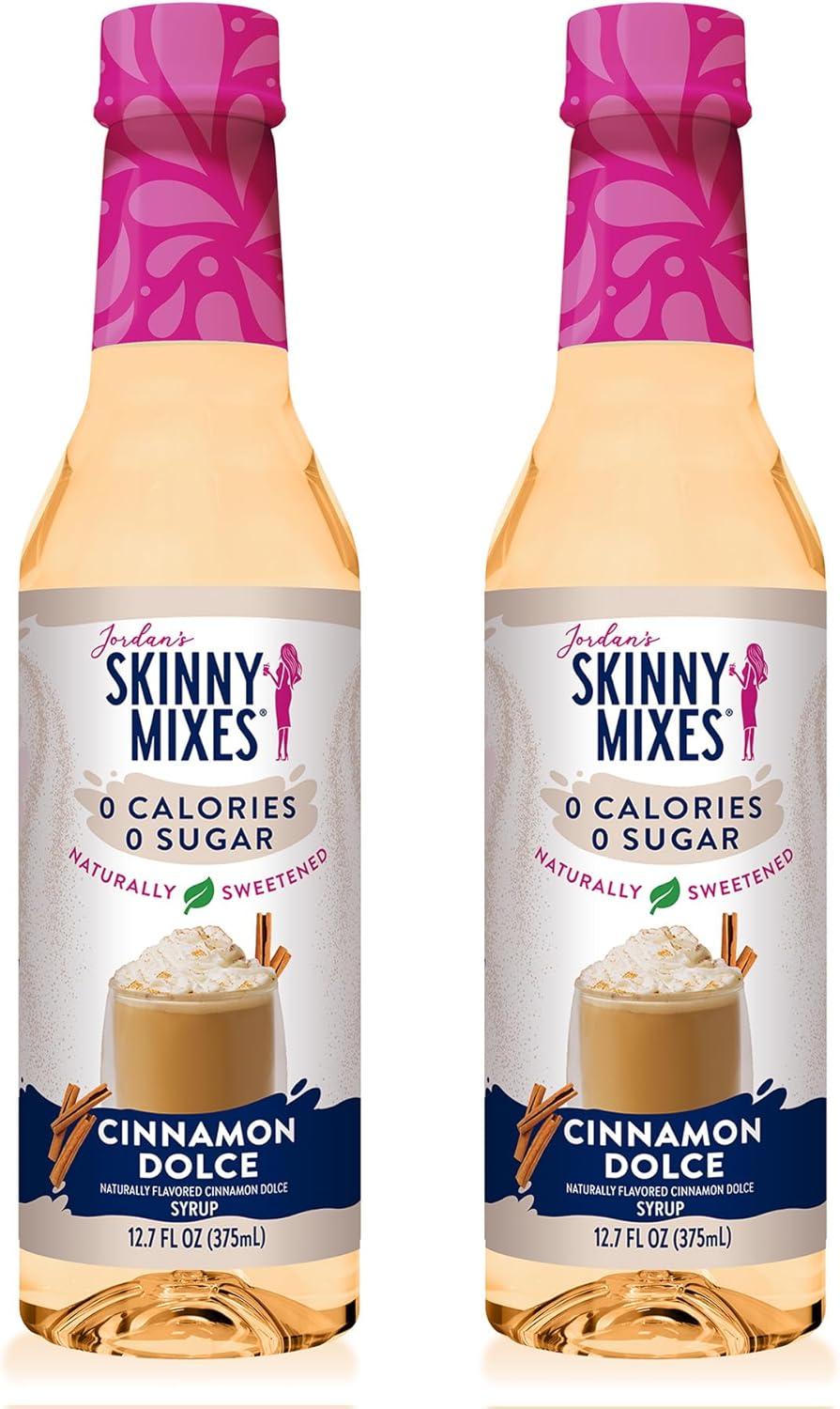 Jordan'S Skinny Syrups, Cinnamon Dolce Coffee Syrup, Sugar Free, Zero Calorie Drink Flavoring & Mixes, 25.4 Ounces (Pack of 2)