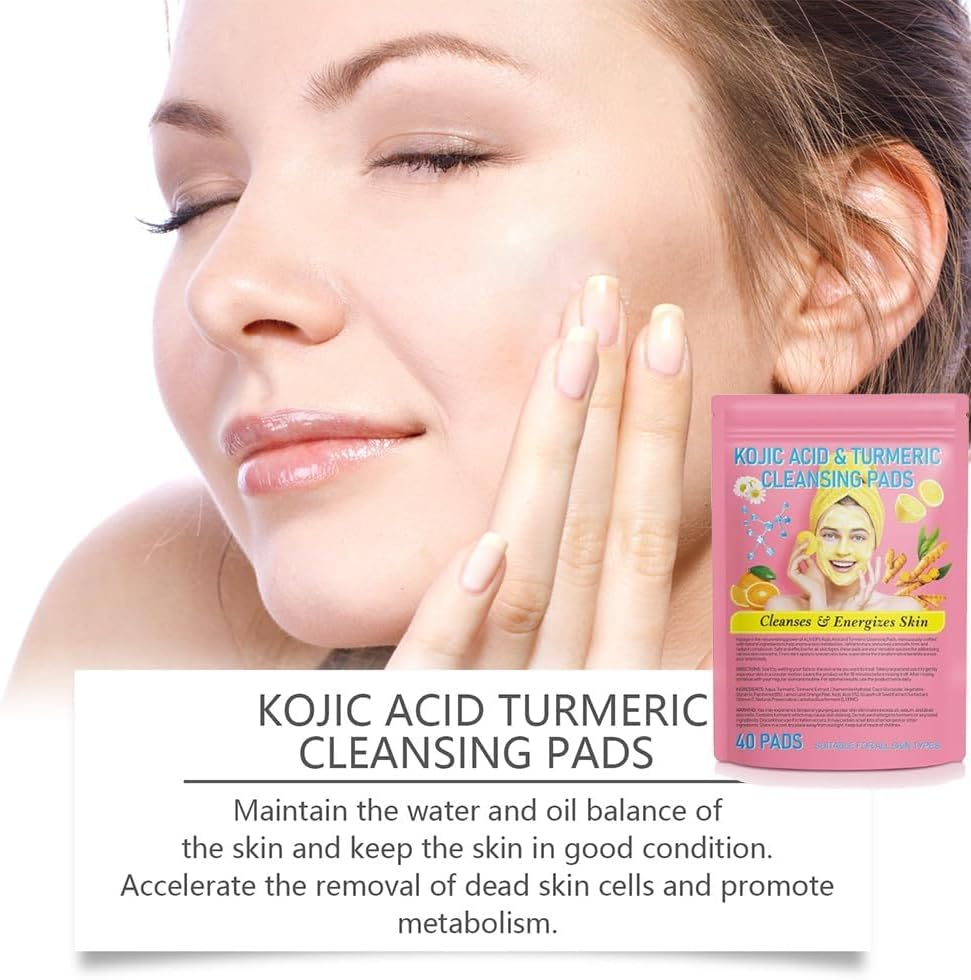 Acid and Turmeric Cleansing Pads, 40 Pcs Cleansing Turmeric Pads, Turmeric Exfoliating Face Scrub Pads (1 Pcs) - 2 Pcs image number 4