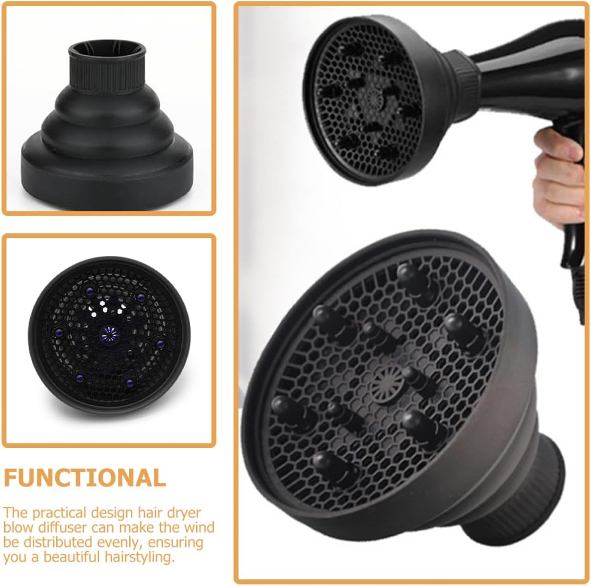 DEARMAMY Silicone Windshield Diffuser Cover for Hair Dryer Hair Diffuser Attachment for Blow Dryer image number 2