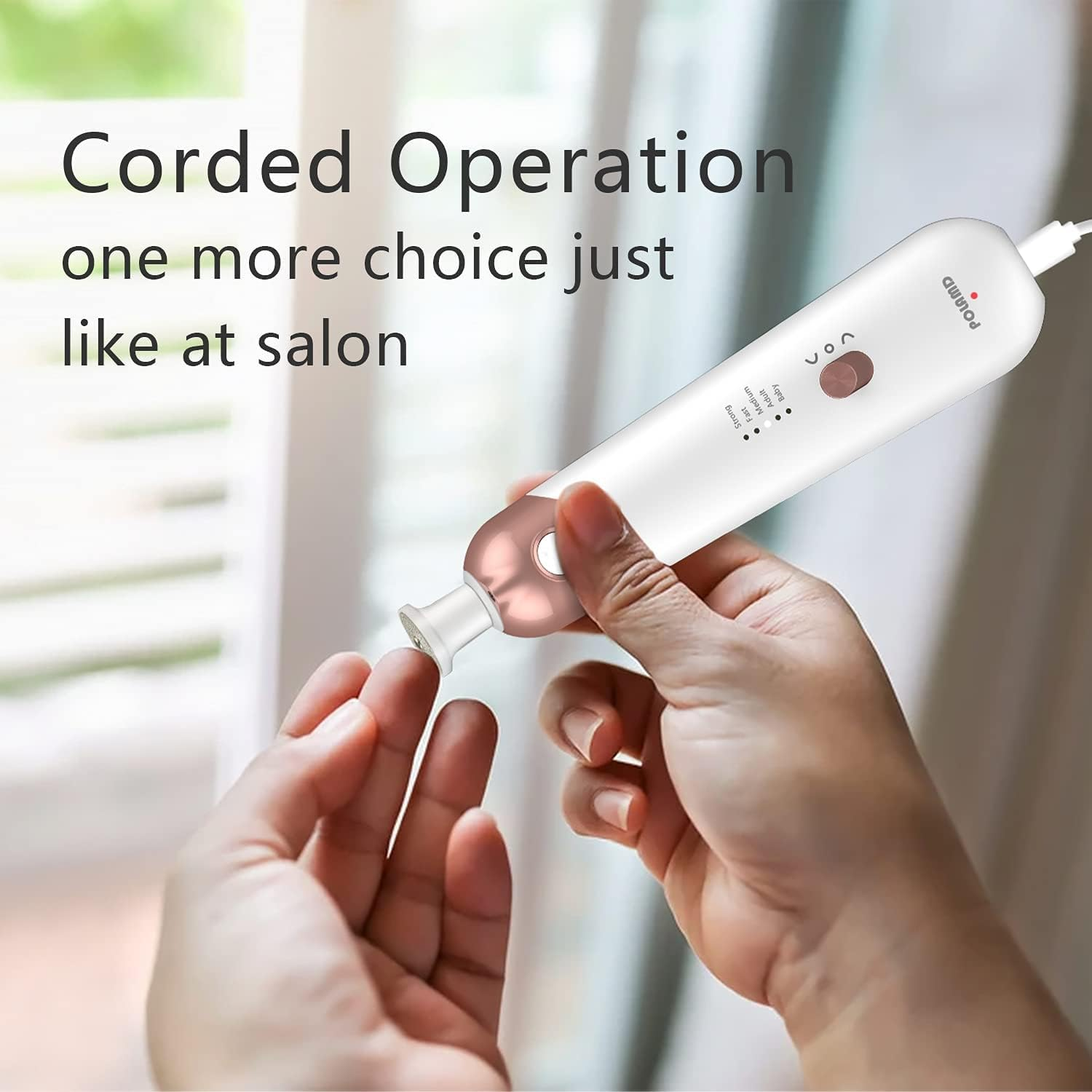 POLAMD Portable Electric Nail Drill,Manicure Pedicure Kit, File Set,Cordless Drills Machine, 5 Speeds Hand Foot Care Tool for Home Salon Use(White) ,1.0 Count image number 5