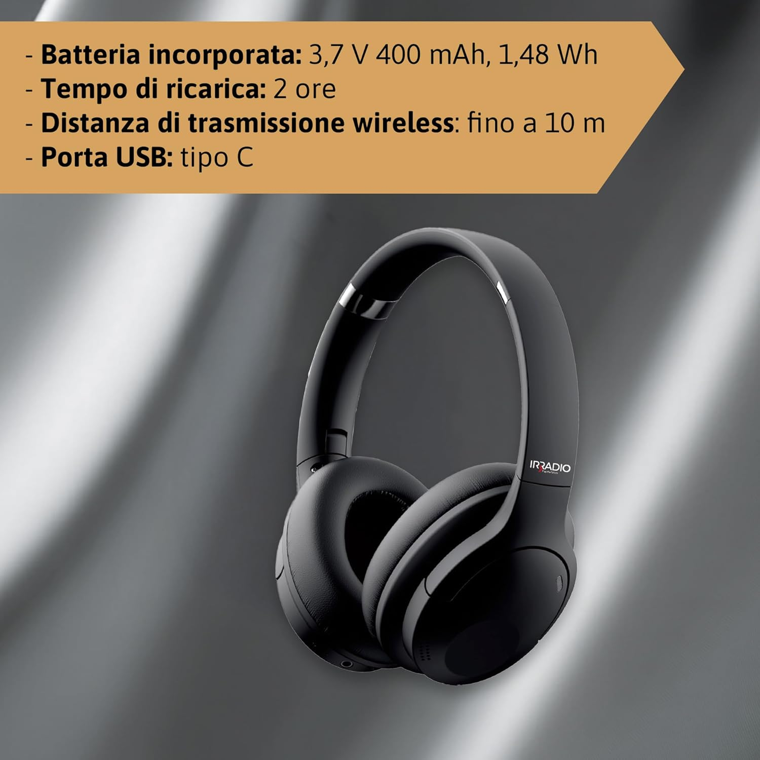 IRRADIO IR-GT-V15 PRO Wireless Hifi Headphones with Hybrid ANC Bluetooth 5.3 Transparent Audio Foldable Long Run Time Sport Design Soft Touch Surface Active Noise Cancelling image number 3