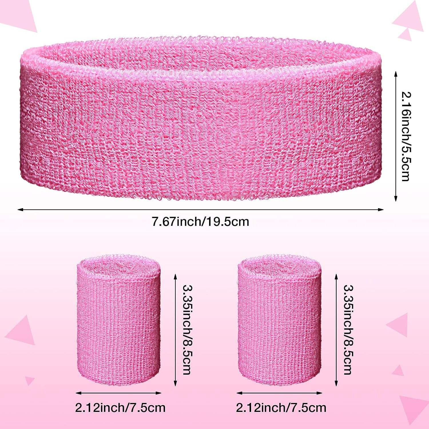 8 Sets 80S Neon Sweatband Set, Band and Wristband Sports Neon Headbands Exercise Sweatbands Gym Wristbands for Men Women Sports Activities (8 Colors) image number 4