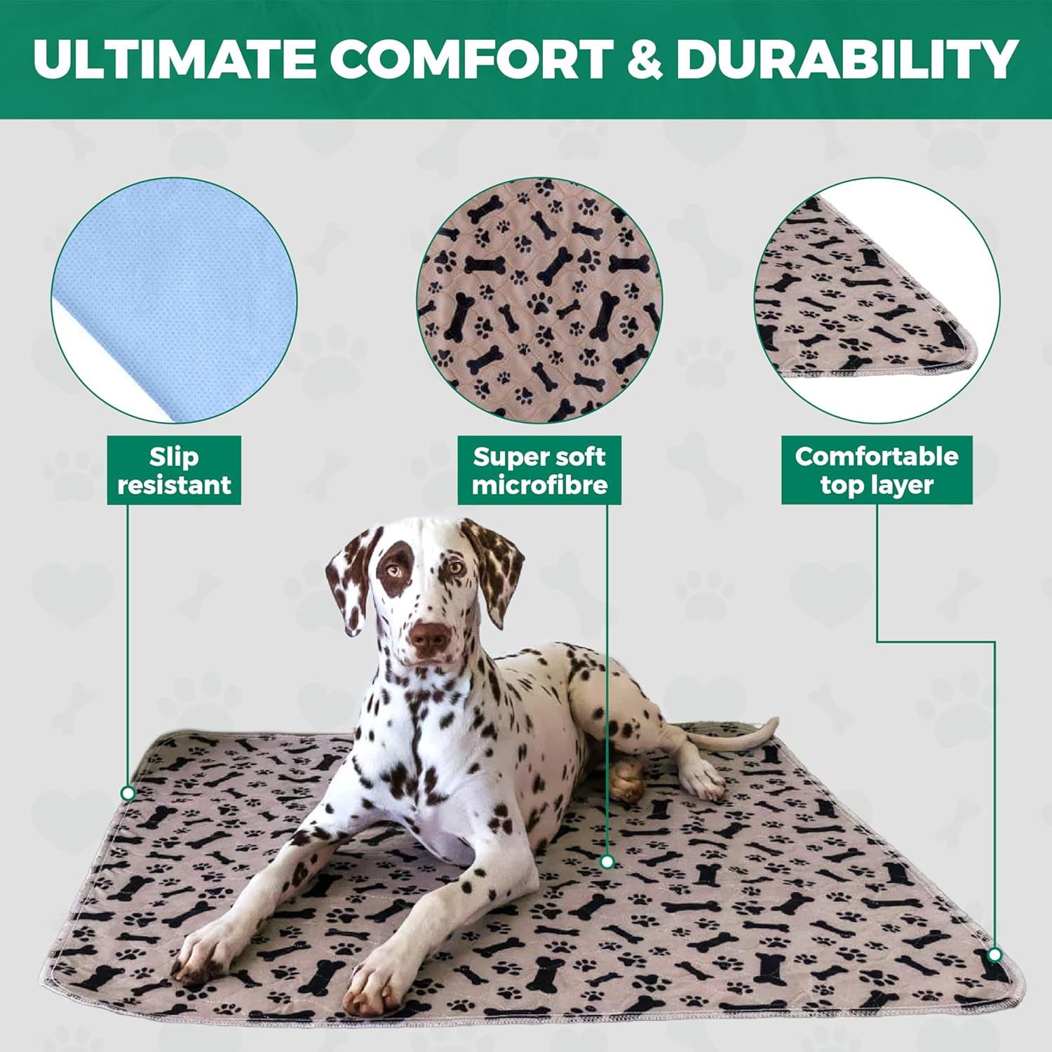 Coffee Reusable Puppy Pads - Accident Proof - Ultra Absorbent - Washable Dog Pee Pads - Multi-Purpose Protection - Waterproof Dog Mats for Floors - Small (S) image number 2