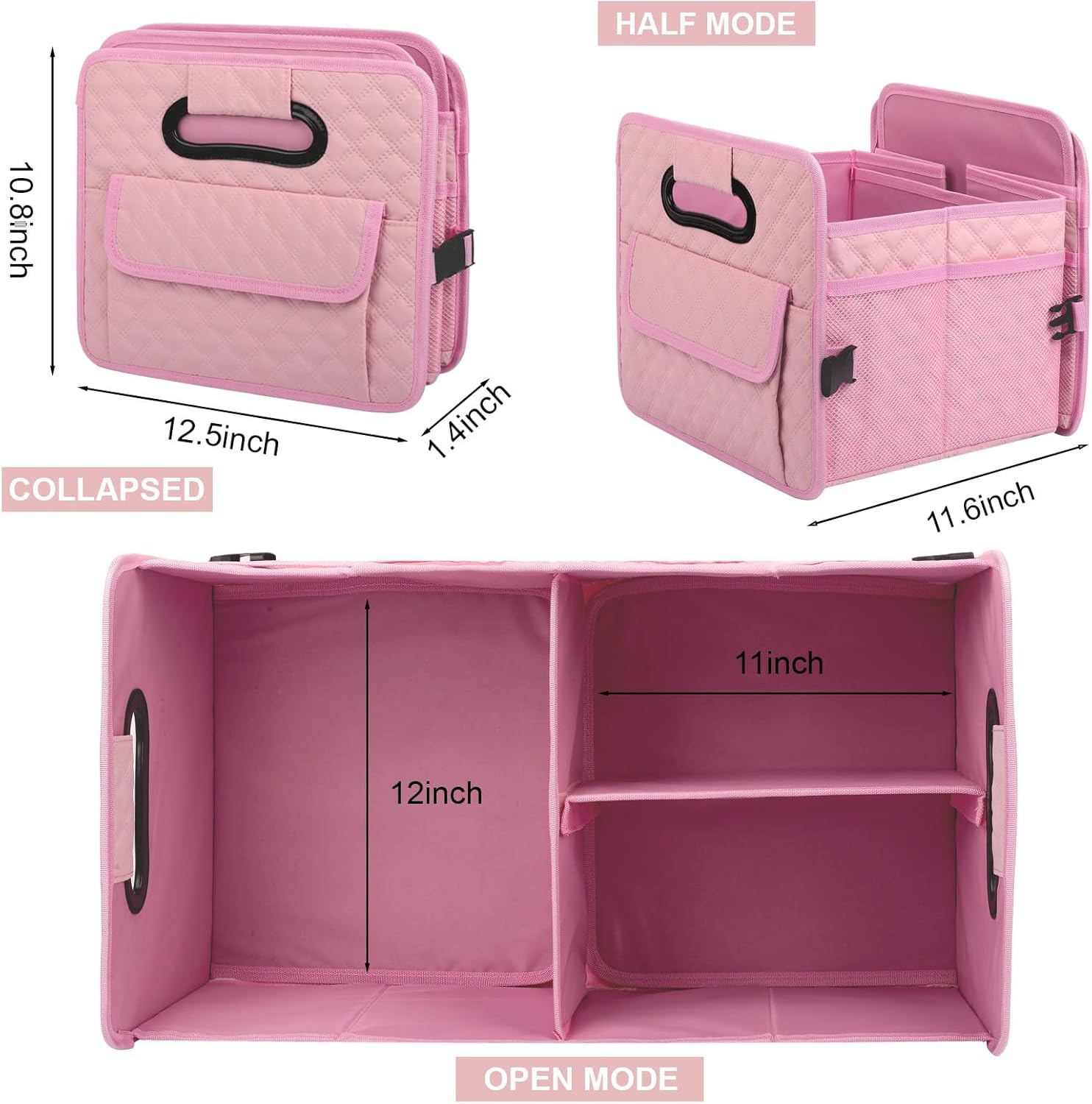Jiatua Car Trunk Organizer for SUV, Car Storage Organizer Collapsible Multi Compartment Container Box, Adjustable Car Accessories for Women/Men, Pink image number 6