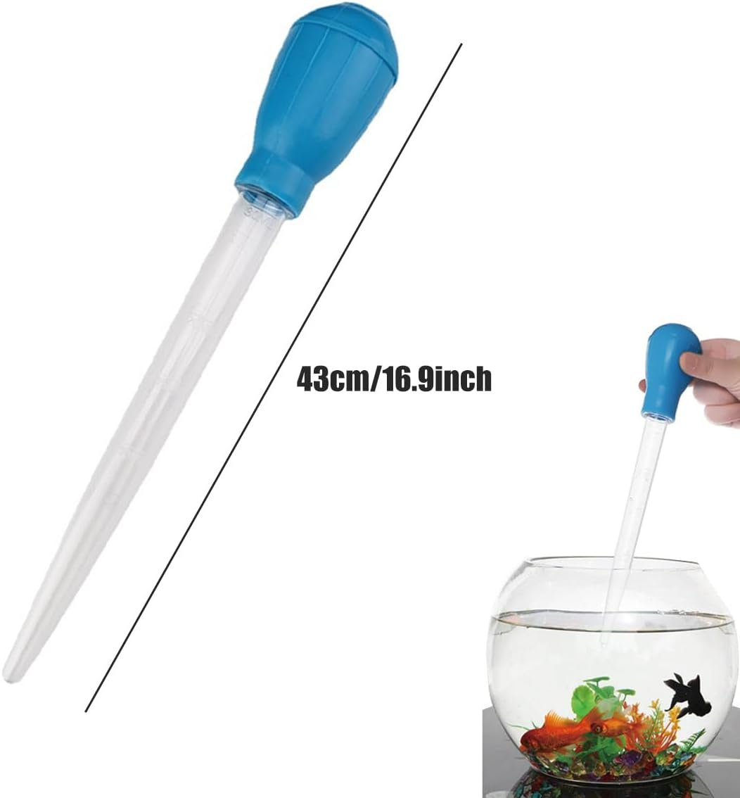 AIMALL Multi-Purpose Aquarium Cleaner - Fish Tank Water Changer and Waste Remover, 16.9-Inch Coral Feeding Tool, Versatile Suction Device - Blue-2Pcs image number 7