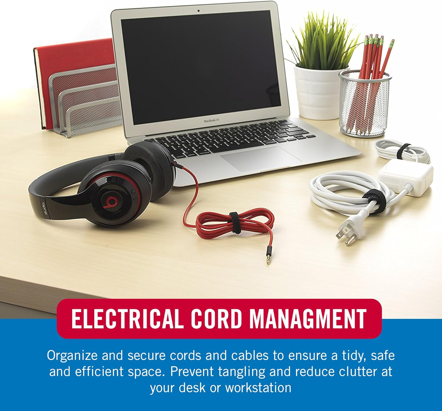 VELCRO Brand Reusable Cable Ties, 100 Pieces 15 Cm Electrical Cable Ties, Black image number 3