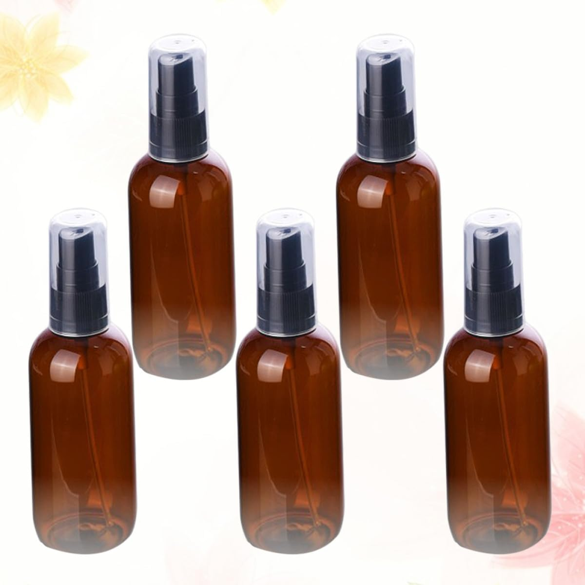 GAROZATION 5 Pcs 50Ml Refillable Small Spray Bottles with Black Full-Cover Pump, Semi- Light Brown Pet Cosmetic Sprayers for Travel and Indoor Use image number 6
