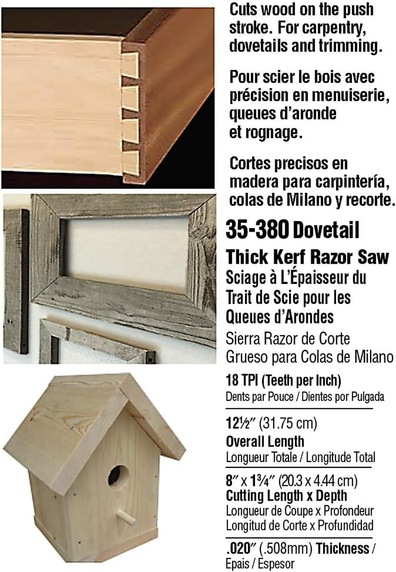 Zona 35-380 Thick Dovetail Saw, 18 TPI, 020-Inch Kerf, Blade Length 8-Inch, Cut Depth 1-3/4-Inch, Silver image number 1