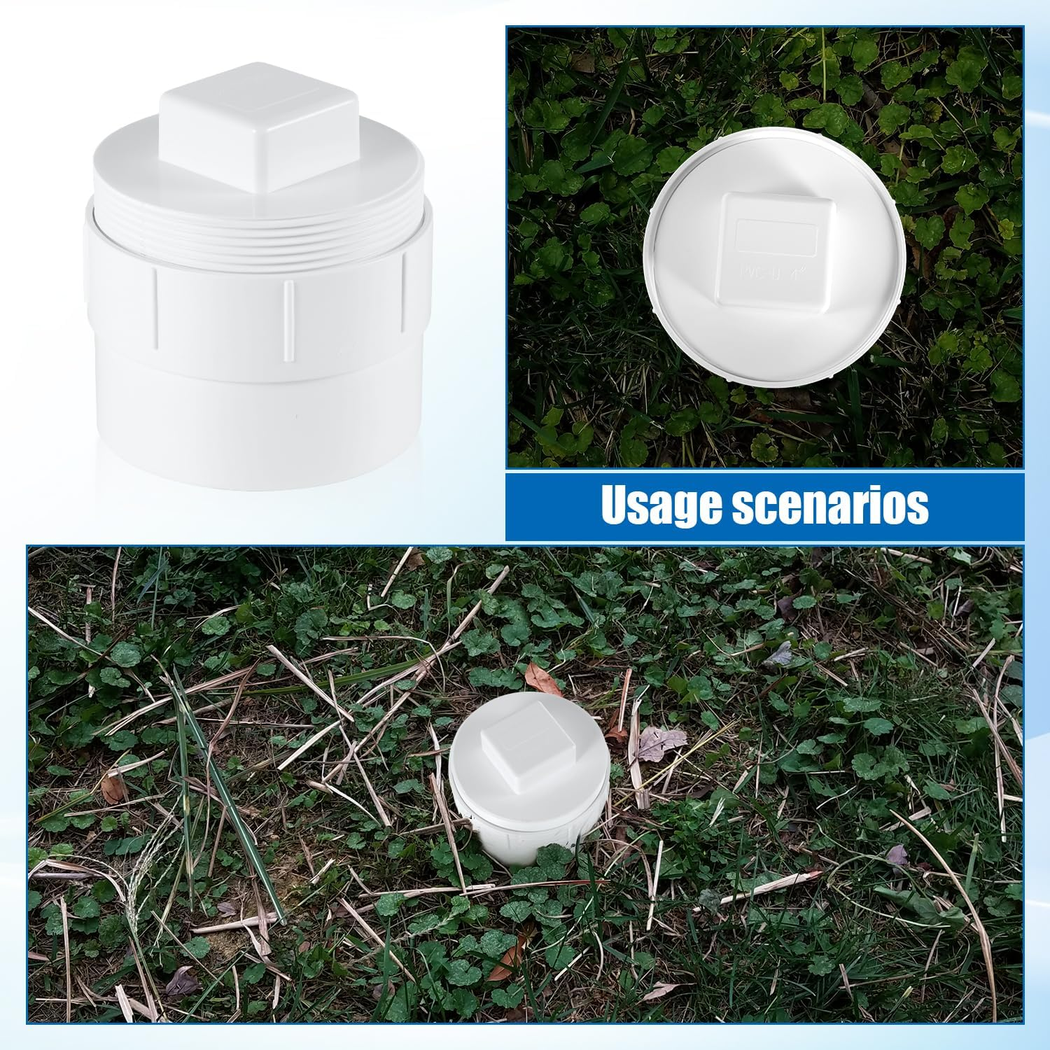 4" PVC Sewer Cleanout Adapter with Plug Pipe Fitting, DWV Flush Sewer Cleanout Cap Drainage Sewer Cleanout Cap for Drainage Piping System Outdoor Garden image number 1