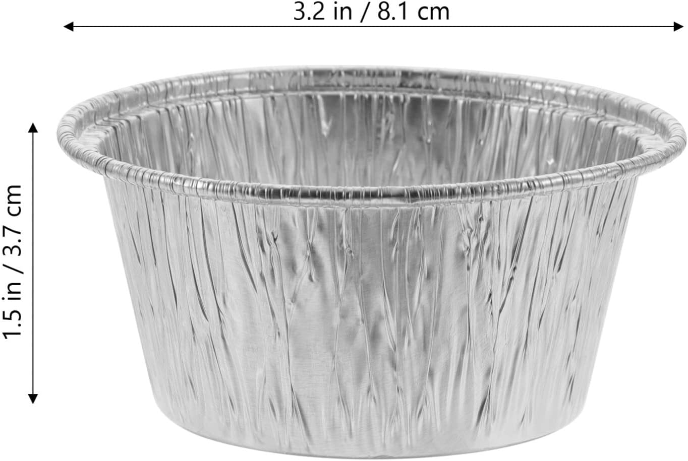 Luxshiny 100Pcs Cupcake Baking Cups Aluminium Foil Muffin Cups Pudding Molds Egg Tart Baking Cups Dessert Containers 8In image number 6