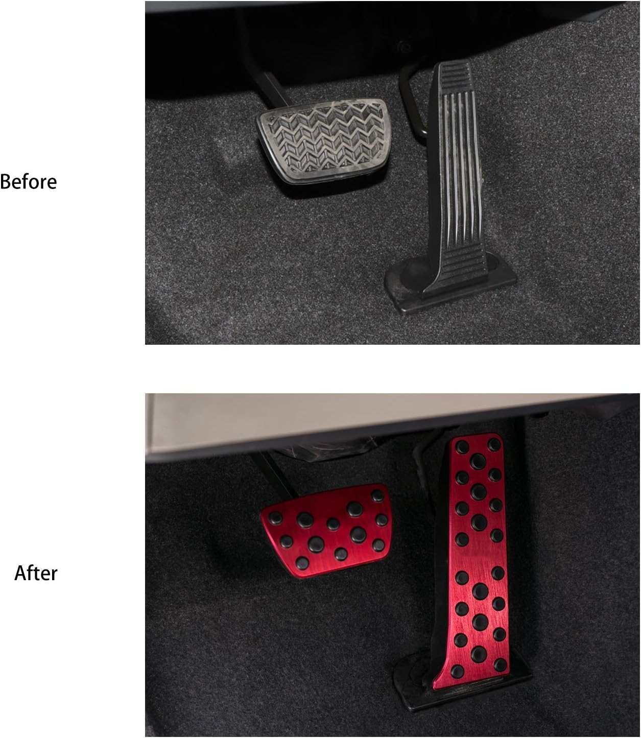 CKE Sporty Aluminum Alloy & Rubber Pedal Covers - Brake & Gas for Toyota Camry (2018-2024), RAV4 (2019-2024), Avalon, Highlander, Sienna, Venza, Bz4X, Prius, Crown & Lexus ES/LS (2018-2024) - Red image number 2