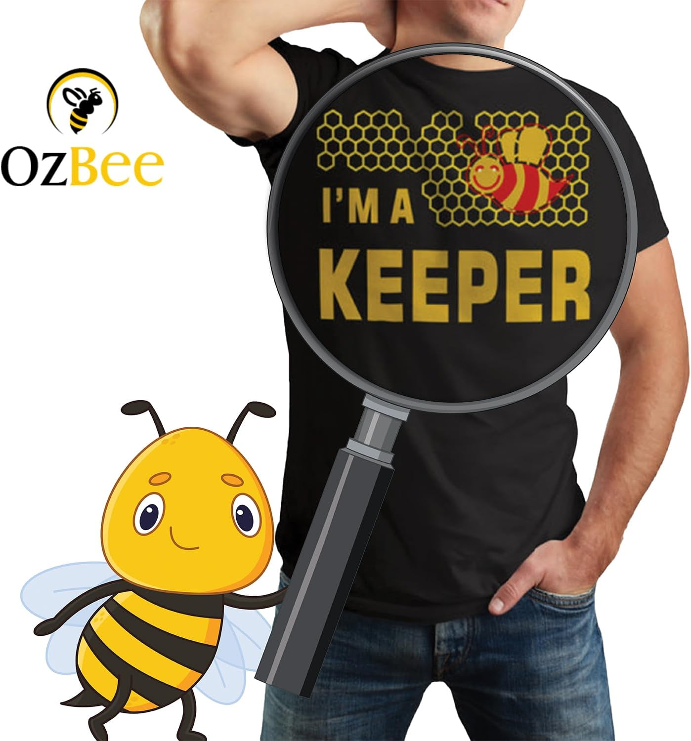 OZBEE &lsquo;I'M a Beekeeper&rsquo; Apparel &ndash; Unisex Short Sleeve Beekeeping T-Shirt &ndash; Embrace Your Buzz with This Beekeeper'S Cool Tee image number 6