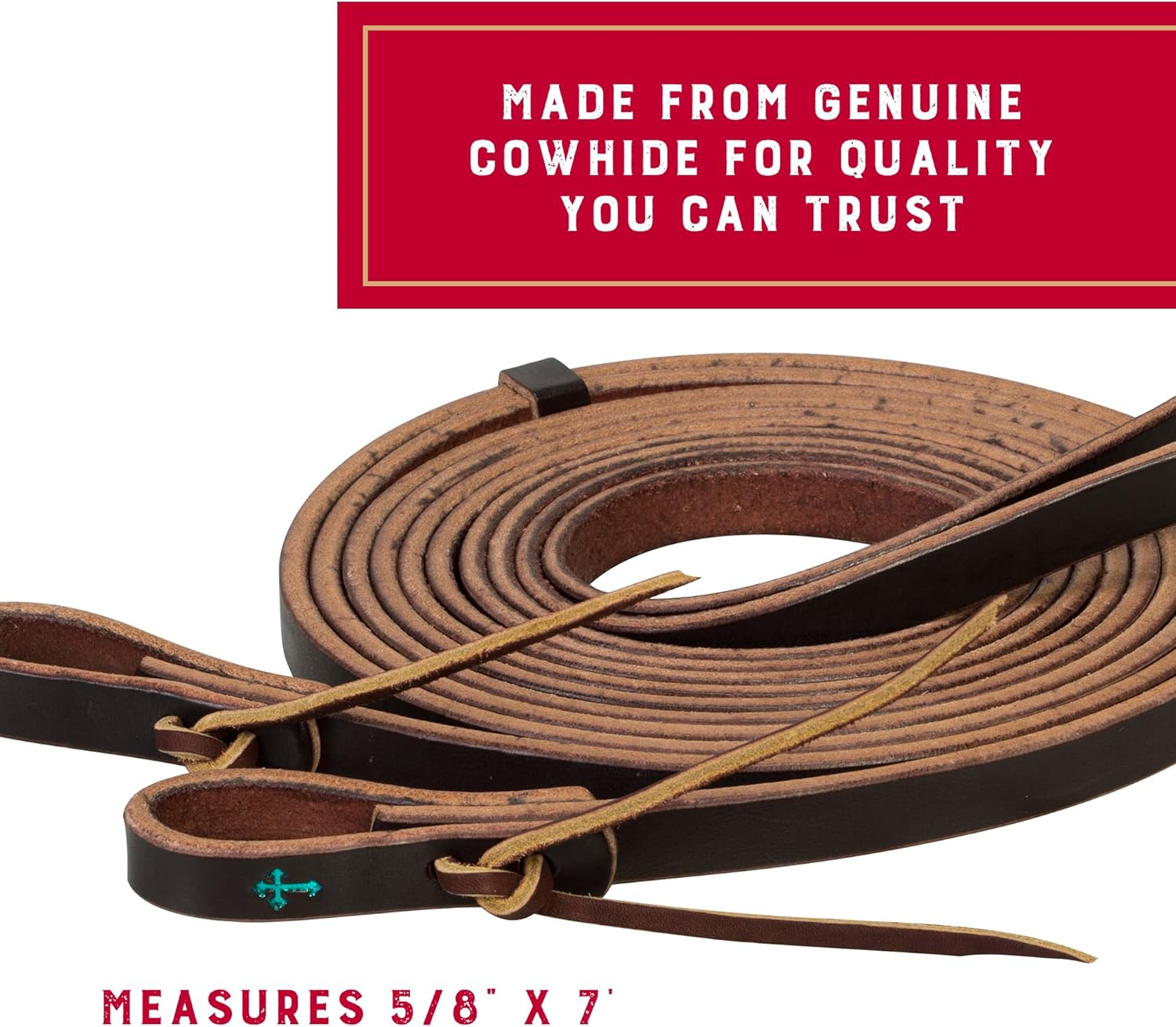 Turquoise Cross Skirting Leather Split Reins, Dark Oil image number 3