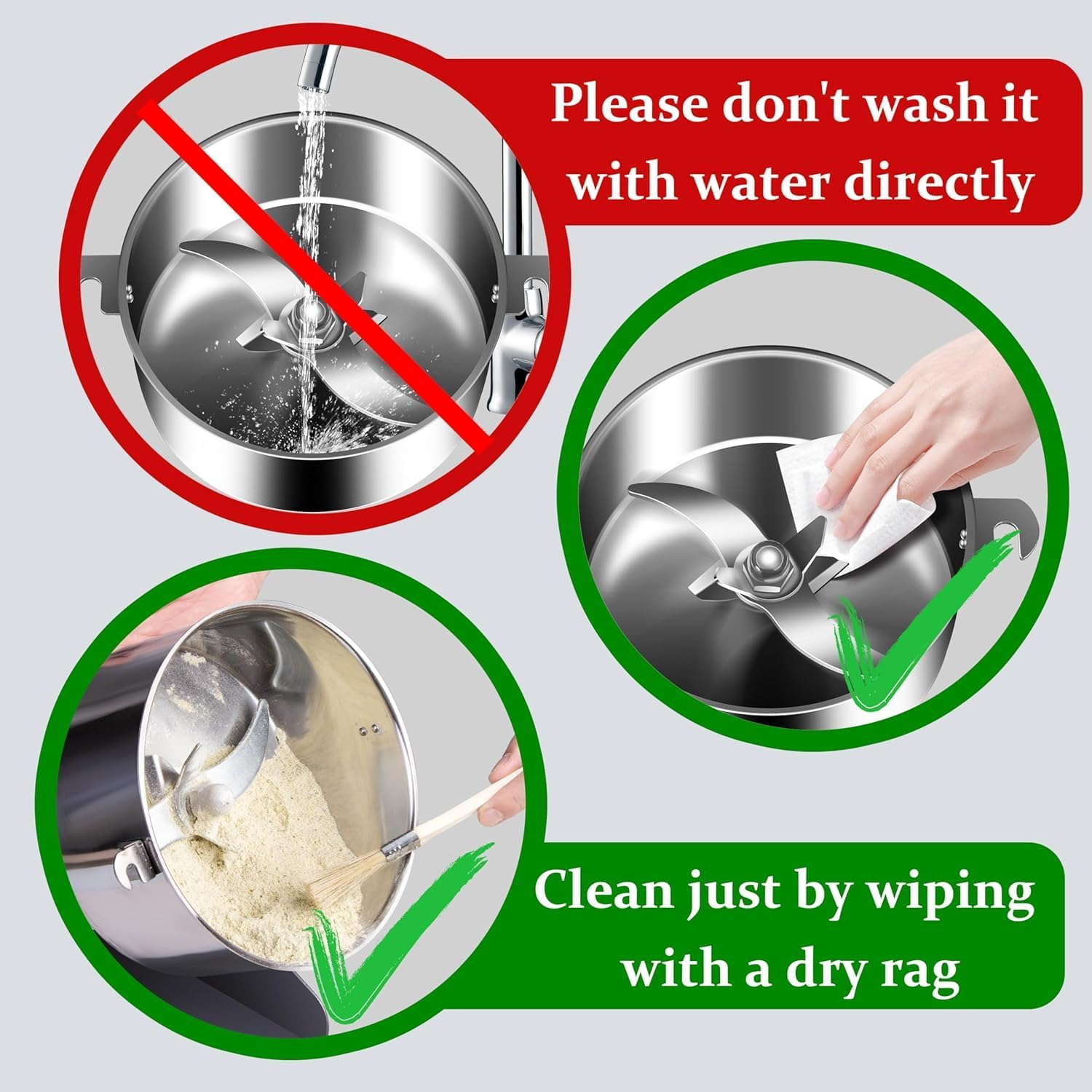 Electric Grain Mill Grinder 800G High Speed Commercial Stainless Steel Grinder Machine Food Grain Mill for Seeds Flour Nut Pill Wheat Corn Herbs Spices Seasonings for Kitchen (800G Swing Type) image number 4