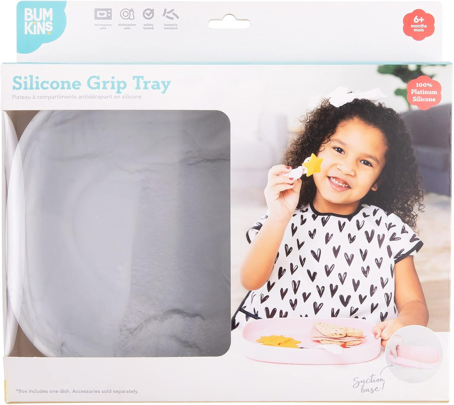 Bumkins Silicone Suction Grip Tray, Kids Large Plate, BPA Free, Microwave and Dishwasher Safe, Marble image number 1