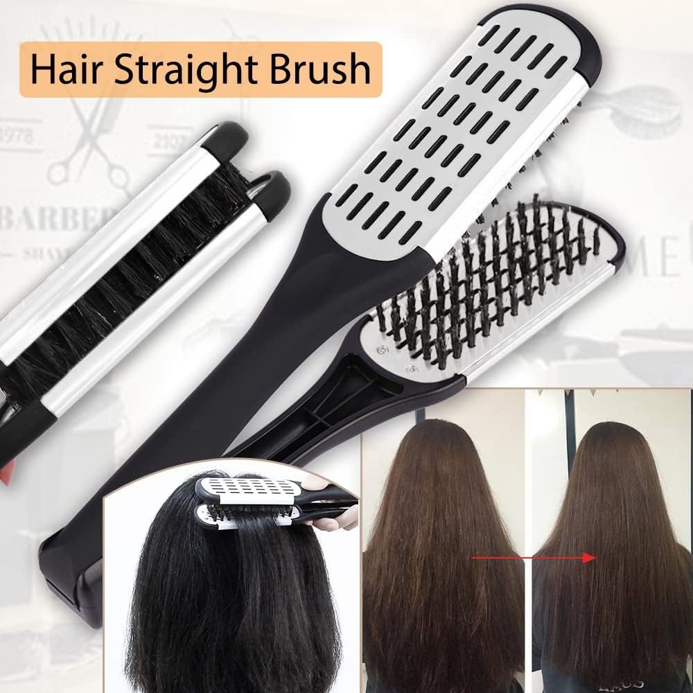 Clamp Hair Brush Straightener Detangler Comb Nylon Bristle Double Sided Straightening Air Vented Flat for Wet,Dry,Fine,Thick Natural Hair (White) image number 1