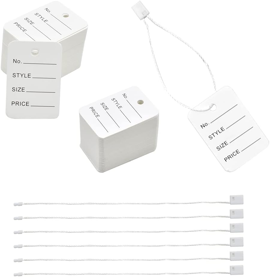 1000 Pcs 7 Inch Hang Tag String and Price Tags, Store Clothing Unstrung Coupon with Nylon String Snap Lock Pin Loop Fastener Hook Ties for Clothes Retail Store (Brown)