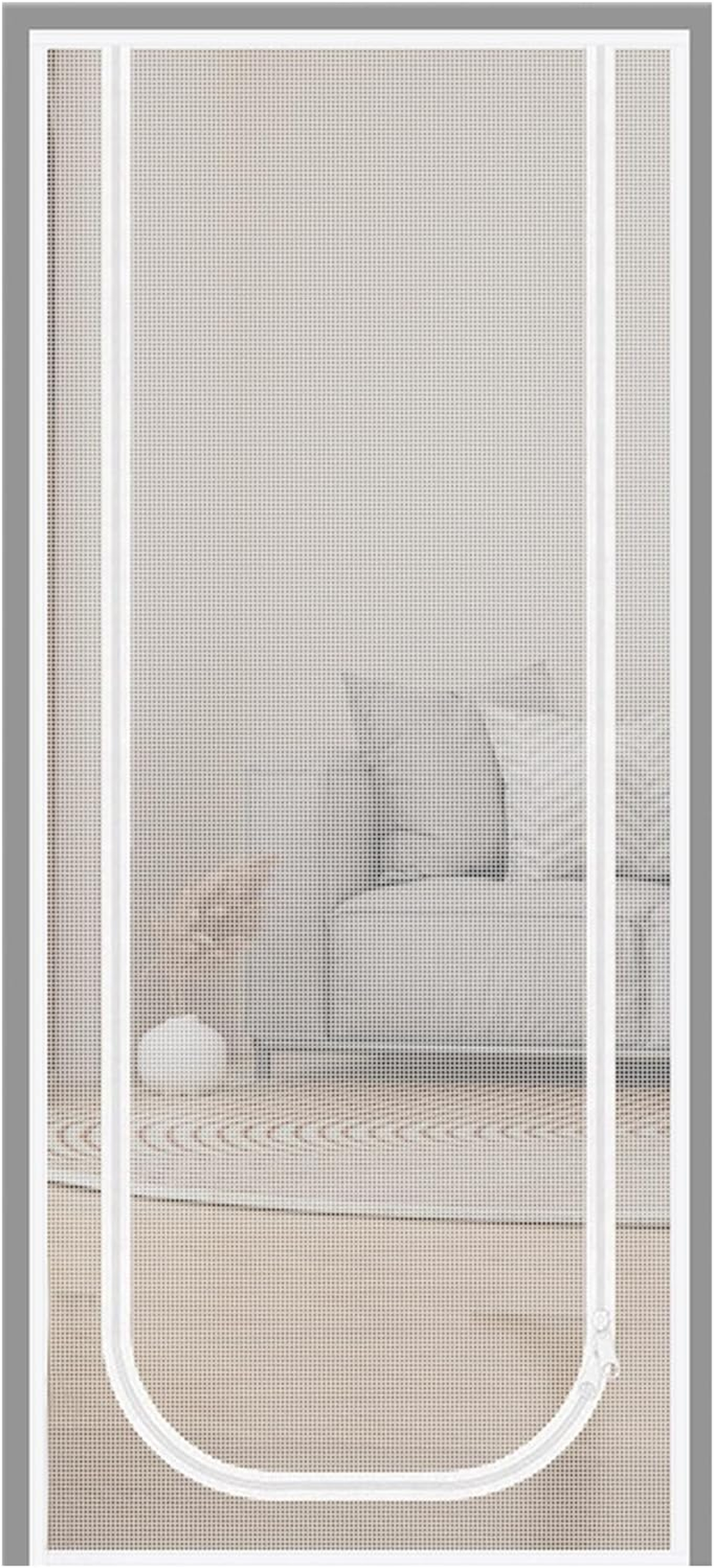Mesh Screen Door, Indoor Cat Resistant Mesh Door with Zipper, Cat Safety Escape Proof Screen Gate for Patio Living Room Home Kitchen Doorway Bathroom Balcony image number 1