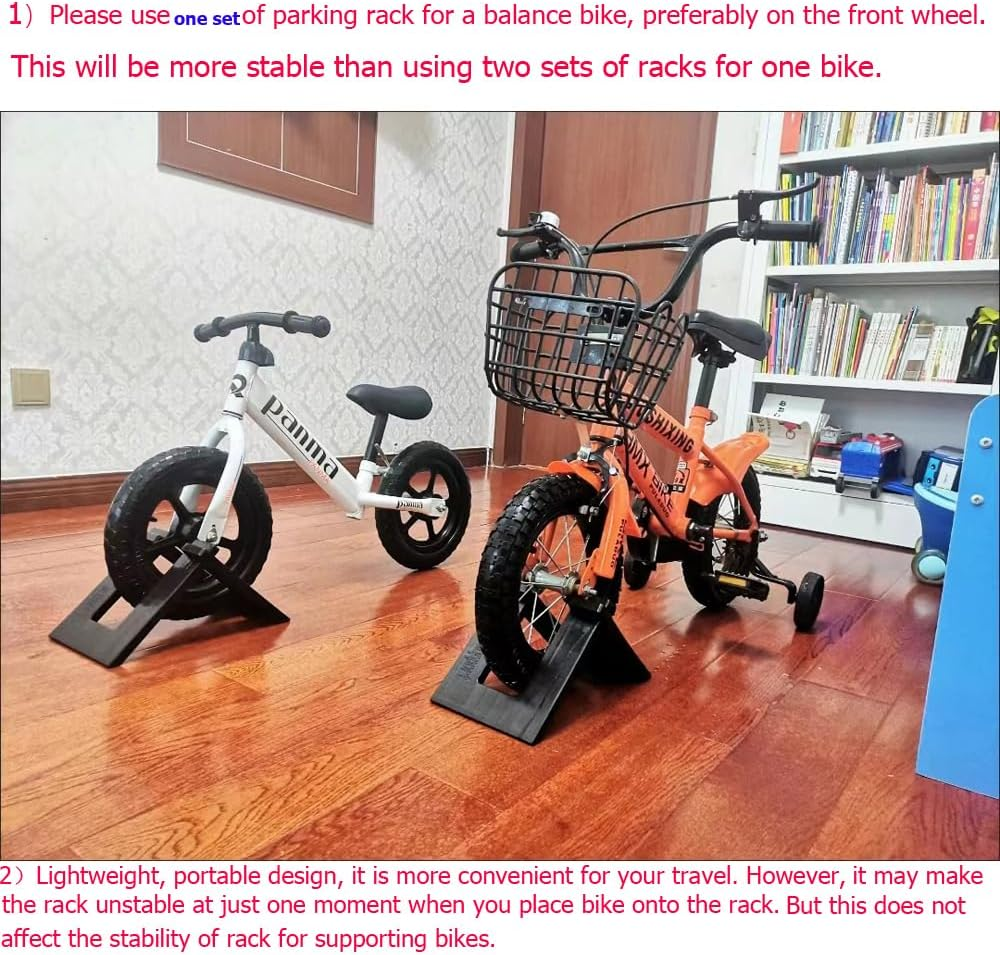 2 Pack Kids Balance Bike Parking Rack Stand Display Foldable Kickstand Holder for No Pedal Training Bicycle Scooter 10 to 15 Inch Bikes Storage Organizer Indoor Outdoor Garage image number 3