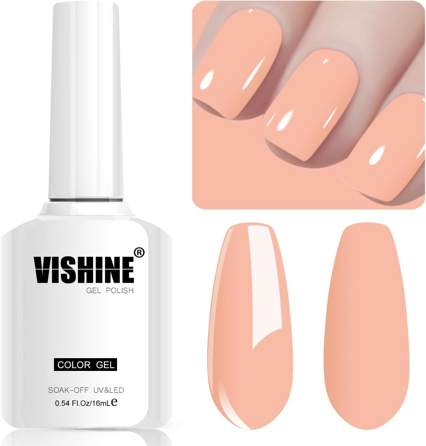 Vishine 16ML Pastel Gel Nail Polish Macaroon Peach Gel Polish Soft Bright Colors Long-Lasting Soak off Nail Art Manicure Salon at Home, 0.54OZ L193 - L216-16Ml image number 4