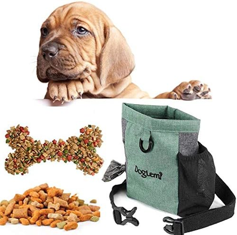 Dog Treat Pouch Bag Training Pouch Reward Pouch Bait Bag Dog Treat Carrier Holder with Clip Waist Belt Magnetic Opening Pet Snack Bags Carries Dog Little Toy Sachet with Poop Waste Bag Dispenser