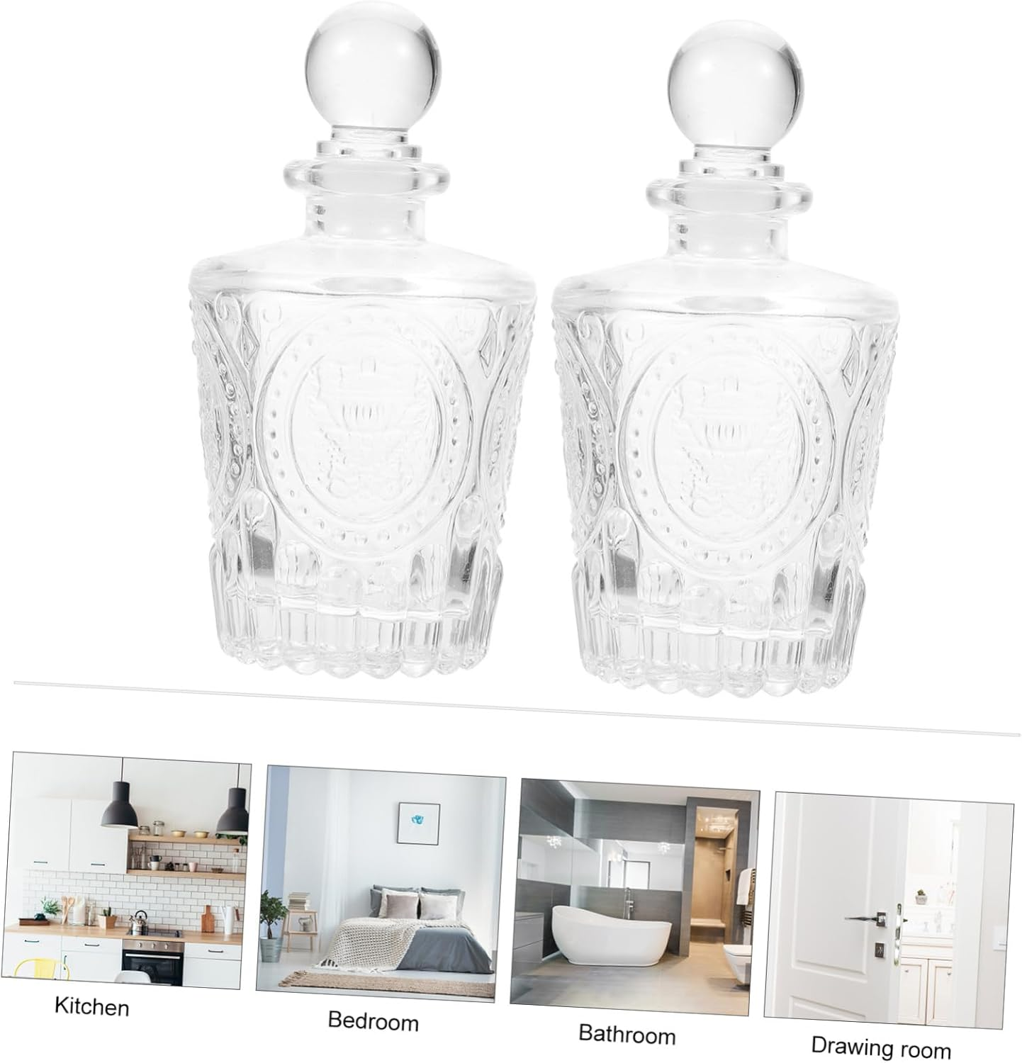 2Pcs Empty Refillable Aroma Bottle Glass Diffuser Bottles for Essential Oil for Car Aromatherapy and Home Scent Water - Transparent image number 2