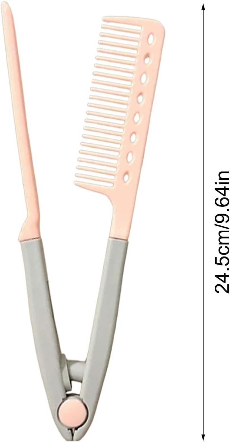 2 Pack V Shape Hair Straightening Combs Set, Flat Iron Comb Attachment Combs for Beautiful Tresses, Portable Hair Straightener Comb for Women'S Styling - Blue image number 5