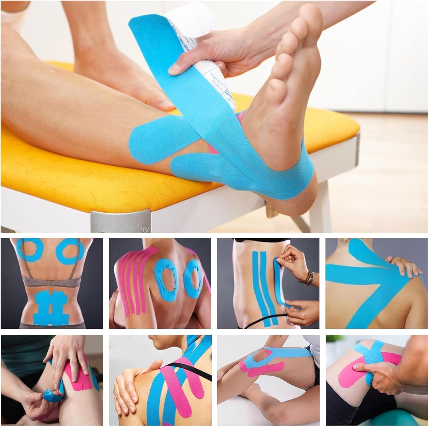 Athletic Sports Tape, Sports Tape Muscle Tape for Pain Relief, Muscle Support(4 Rolls Pack) (Pink) image number 1