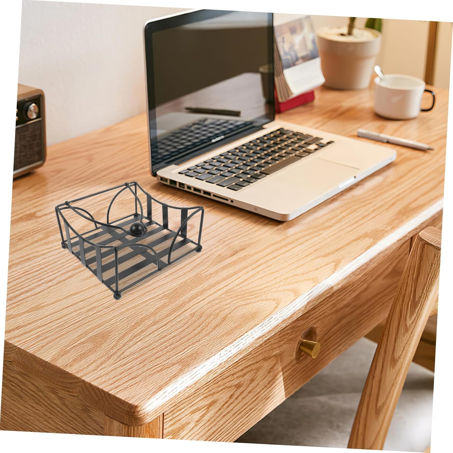 Alipis Farmhouse Napkin Holder Iron Paper Towel Rack Napkin Dispenser for Table Black image number 5