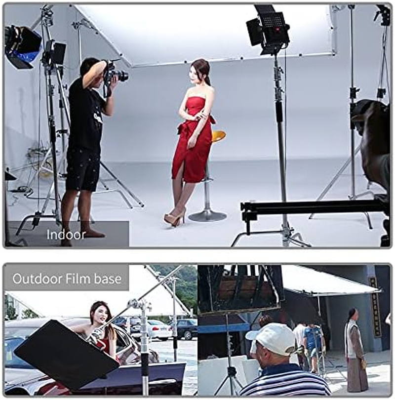 Heavy Duty Stainless Steel C-Stand with Boom Arm 132"/335Cm Adjustable Light Stand 49&ldquo;/125Cm Hold Arm Stand with One Adjustable Leg for Photography Studio Reflectors, Softboxes, Monolights image number 1