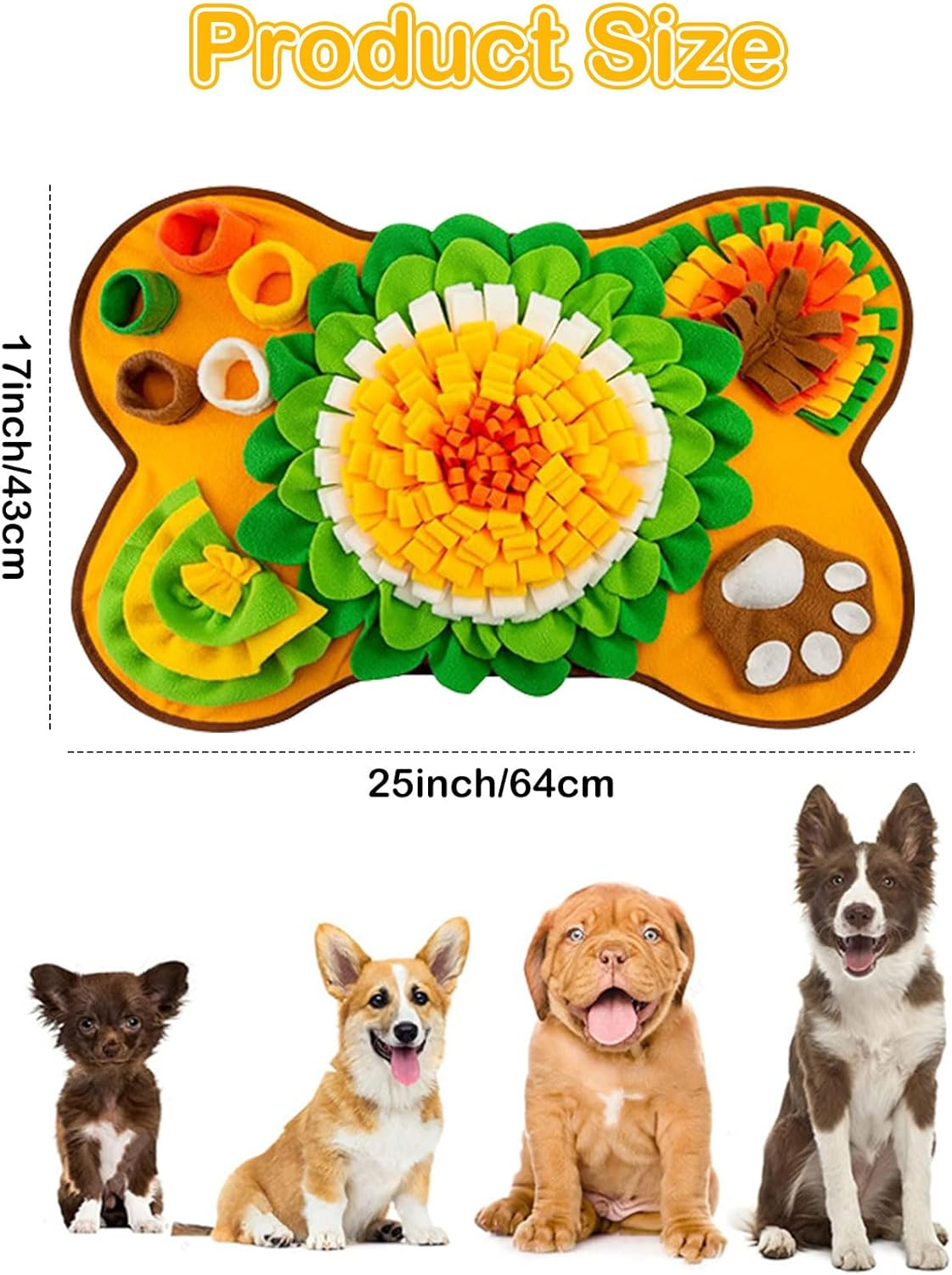 Sniffing Rug for Dogs, Interactive Dogs, Smelling Training, Pet Sniffing Blanket, Intelligence Mat, Feeding Mat, Training Mat for Pets, Dogs, Cats, 64 X 43 Cm