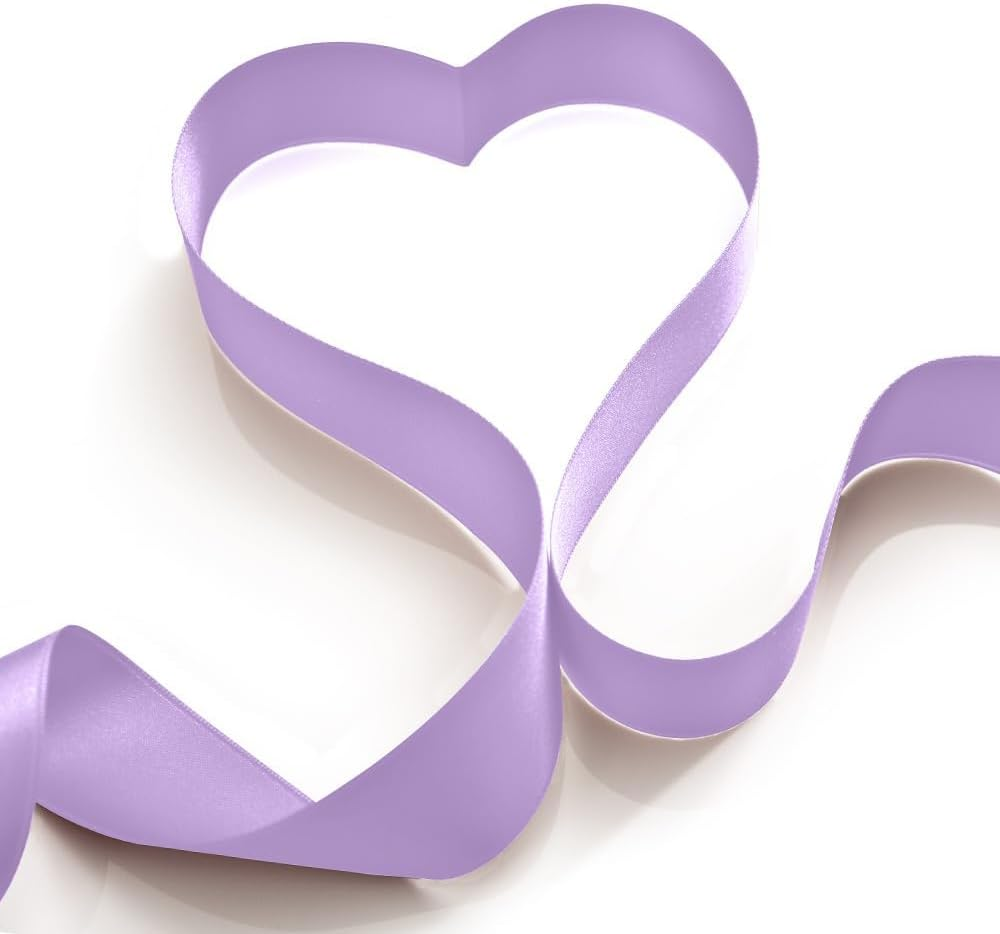 Light Purple Ribbon, 2.5Cm X 25 Yards Ribbon, Light Purple Satin Ribbon for Wedding Flower Arrangement and Birthday Party Decorations image number 5