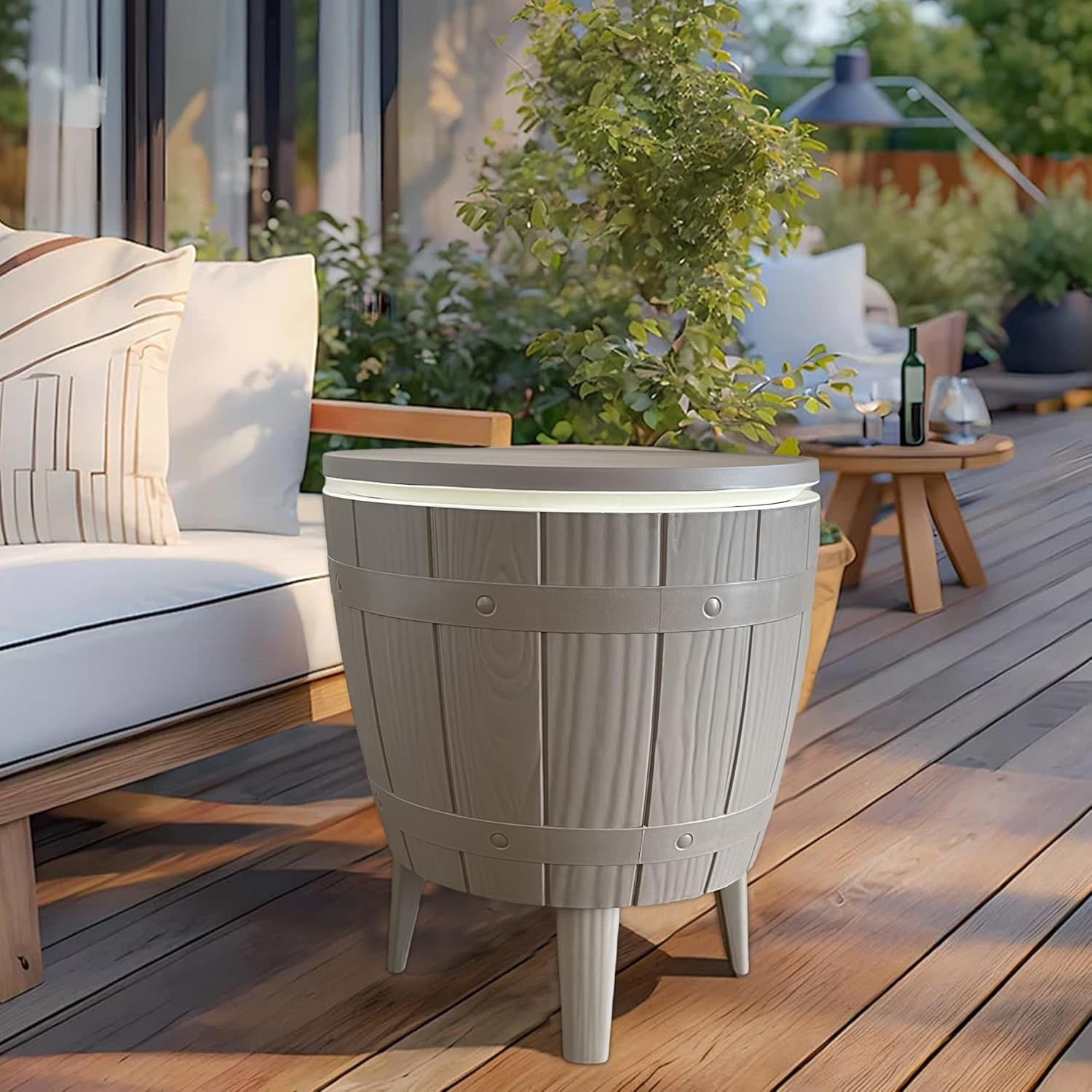 Outdoor Cooler Bar Table - Adjustable Height with Ice Bucket, Keeps Drinks Chilled for 12 Hours, Multifunctional Coffee Table for Garden, Patio, and Parties image number 5