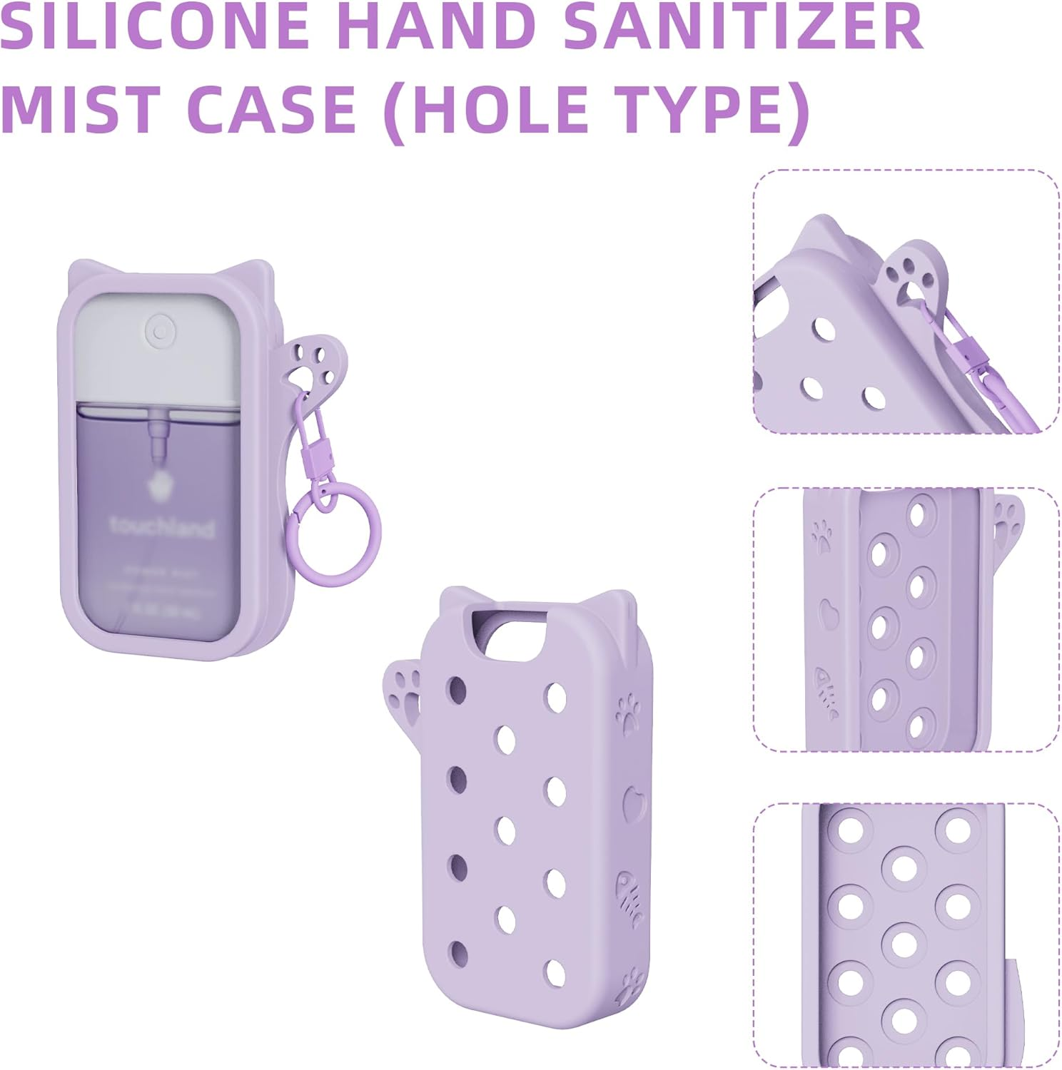 DATANSUN Silicone Case with Keychain for Touchland, Purple - Blue image number 2