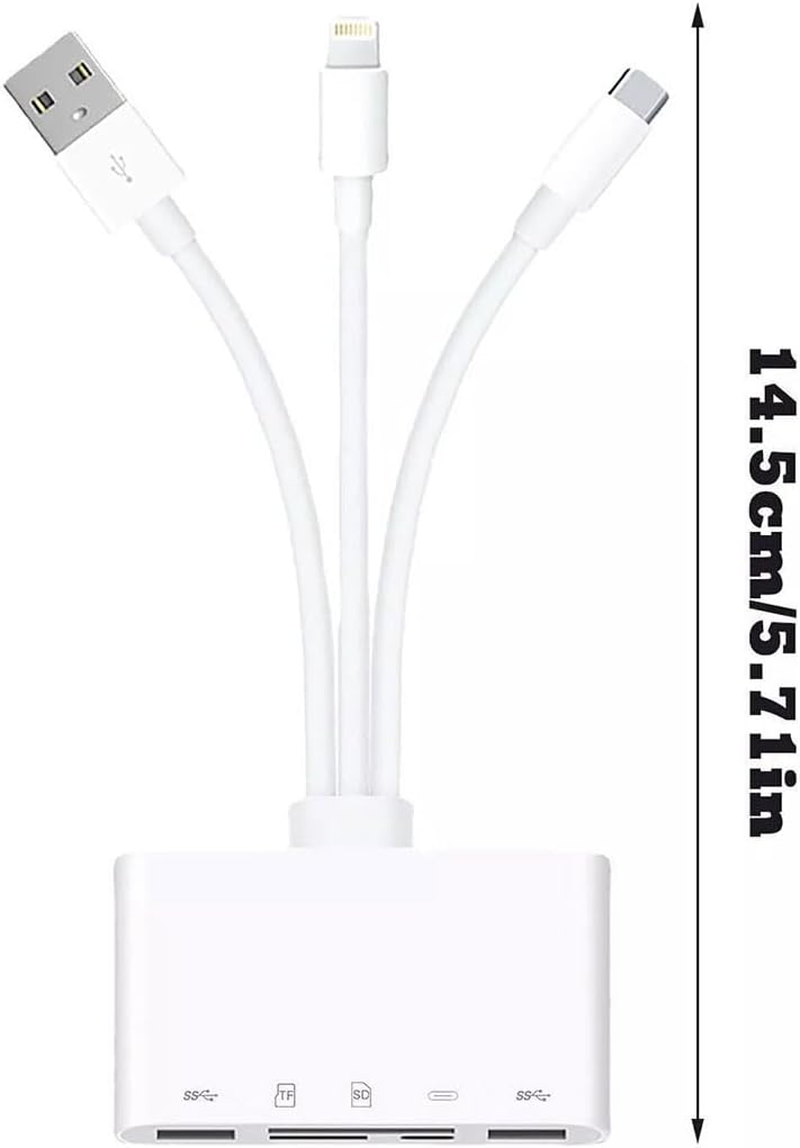 AIMALL 5-In-1 USB C SD Card Reader Adapter, High-Speed USB 3.0 Hub with TF/SD Card Slot, OTG Camera Memory Card Adapter Compatible with Iphone, Ipad, Android, Macbook, Laptop image number 6