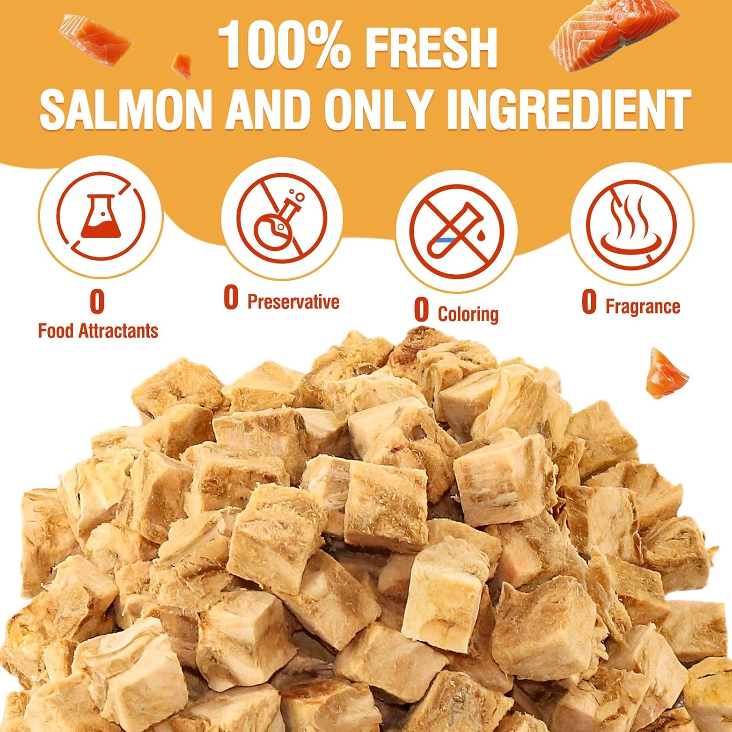 100G Freeze-Dried Salmon Cats Treats,High-Protein,Grain-Free,Natural Cat Snack,Healthy and Delicious,For Cats' Skin and Coat Health,Also for Dogs image number 1